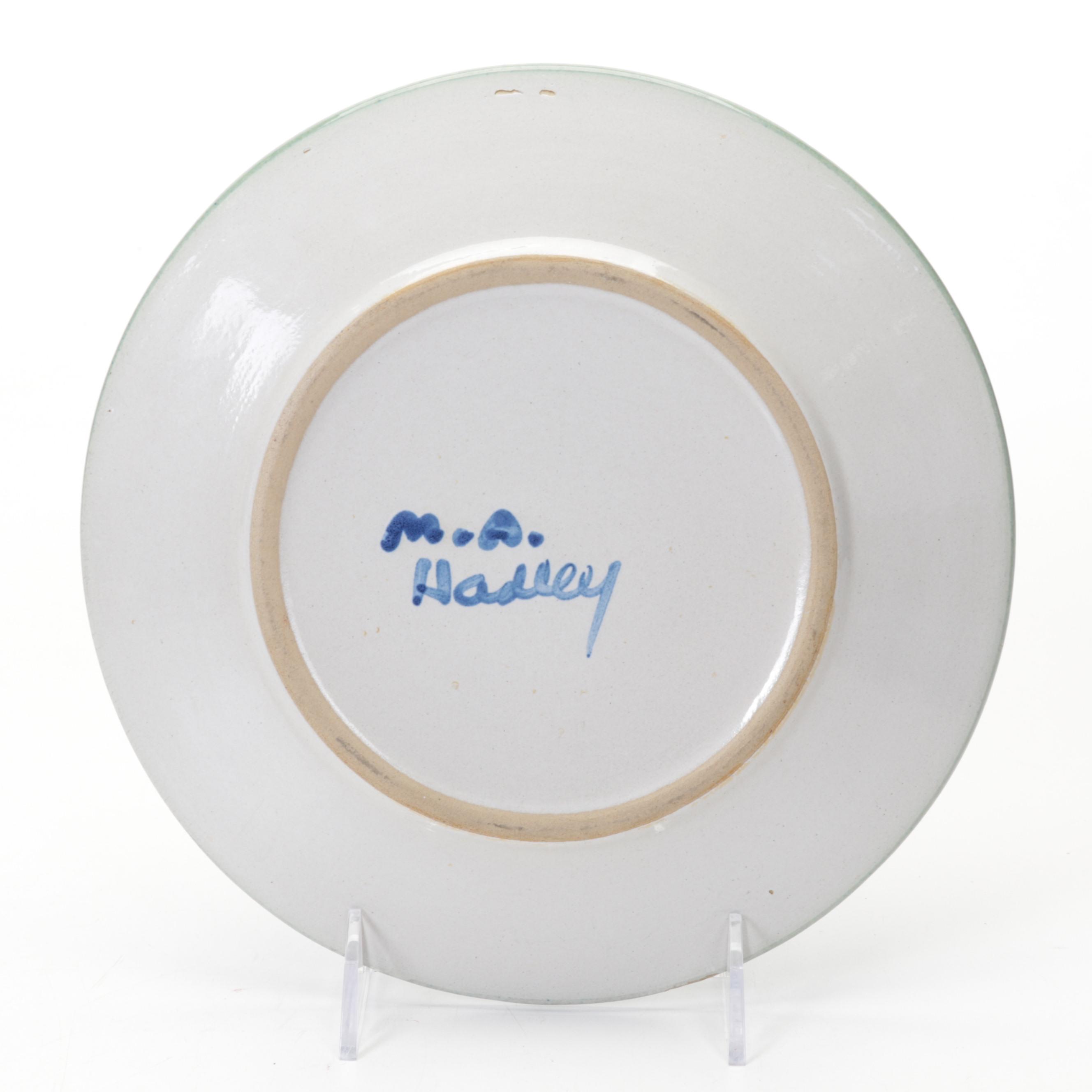 M.A. Hadley and Louisville Stoneware Pottery with Folk Art Ram Wall Hanging