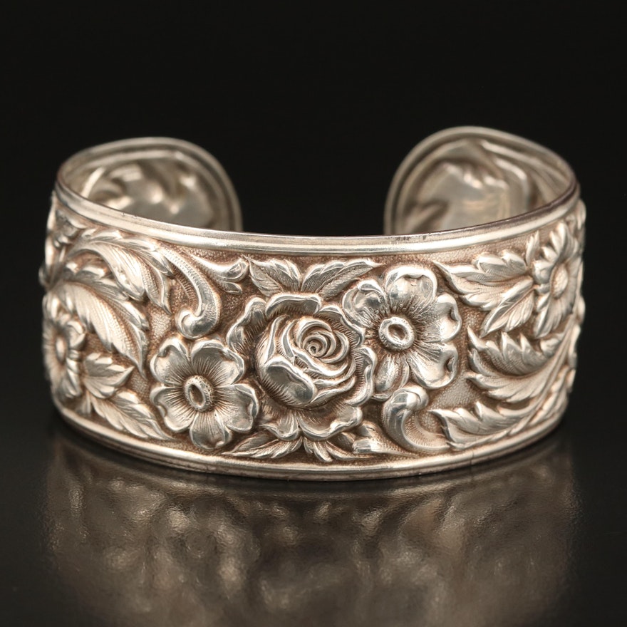 S.Kirk & Son Sterling Floral Repoussé Cuff