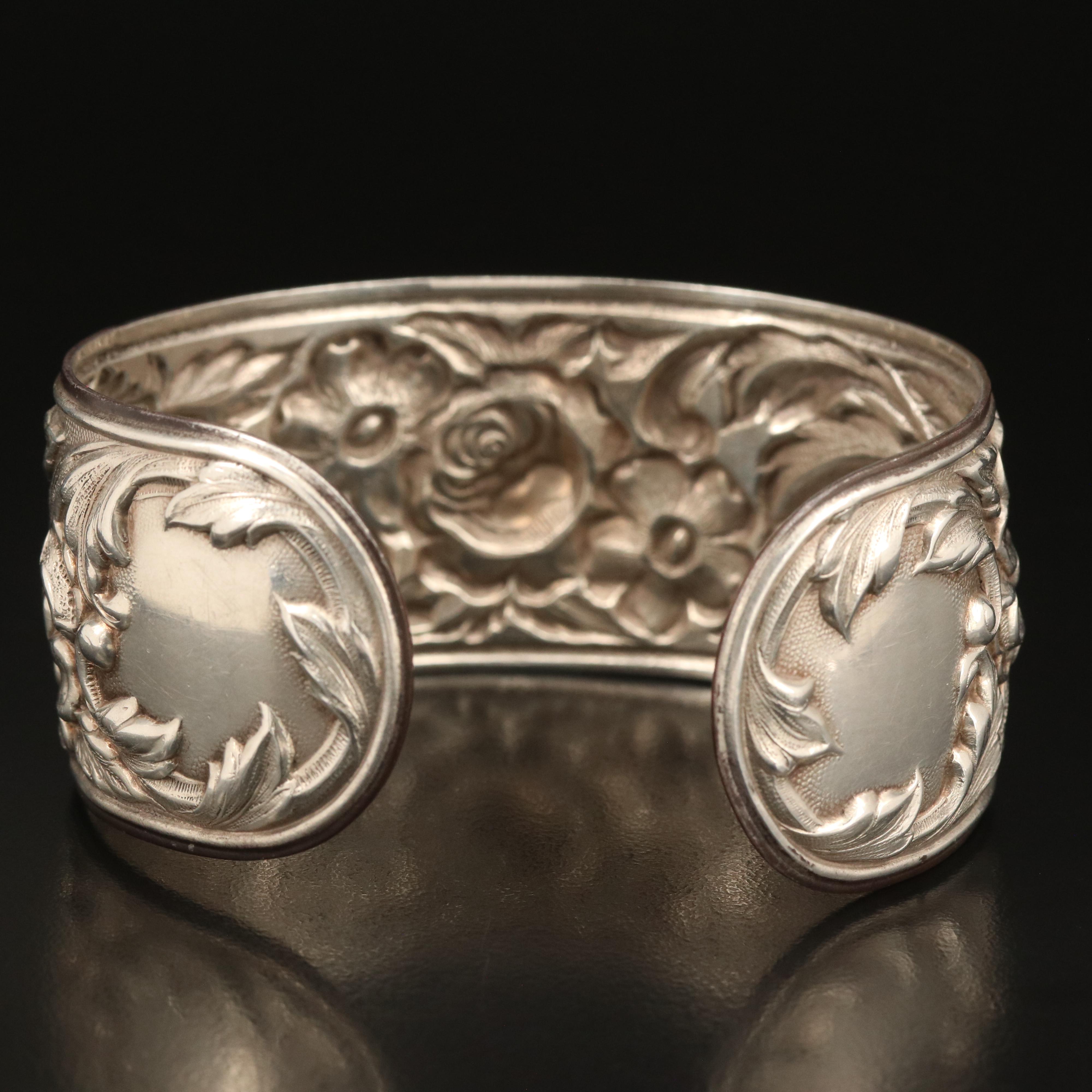 S.Kirk & Son Sterling Floral Repoussé Cuff