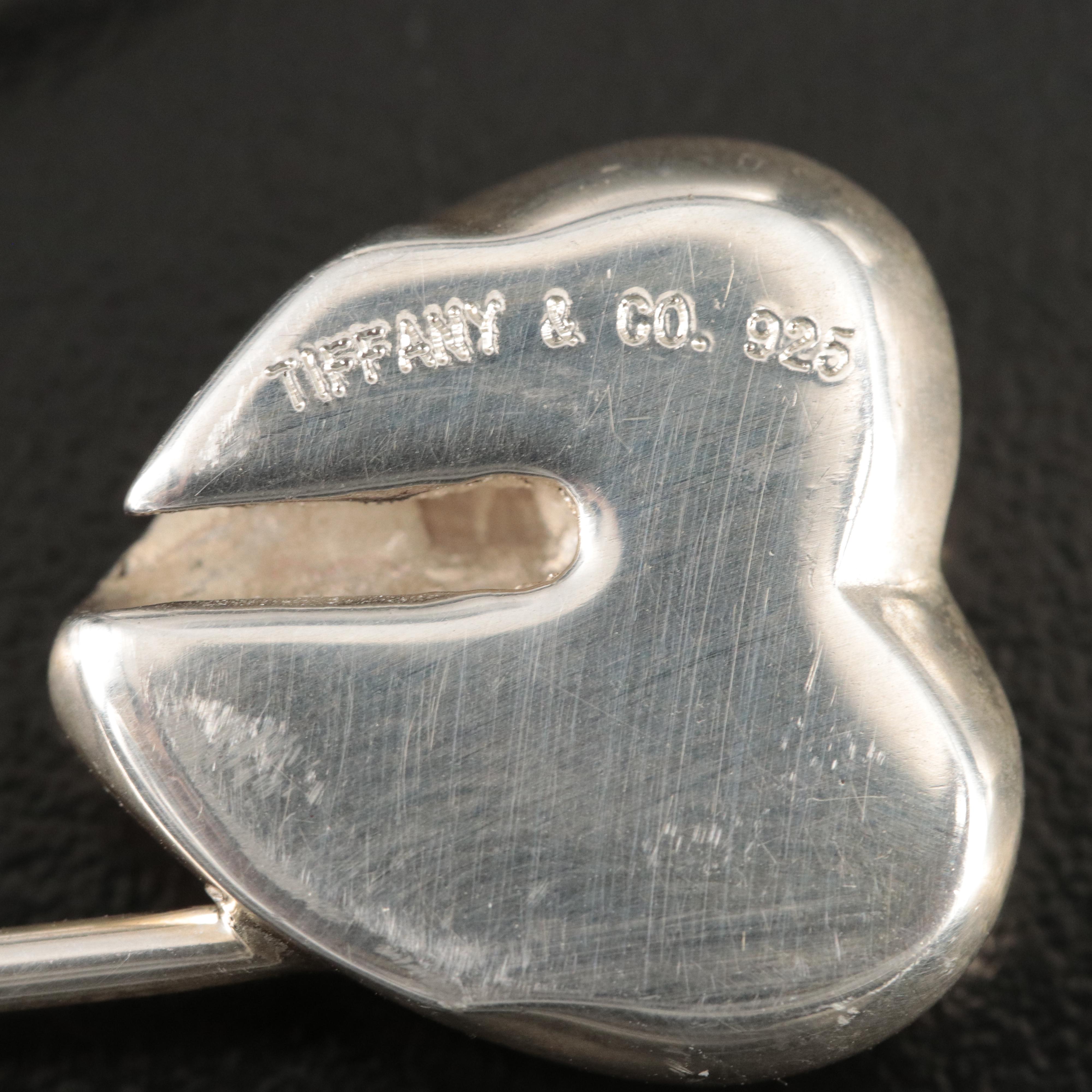 Tiffany & Co. Sterling Heart Safety Pin Brooch