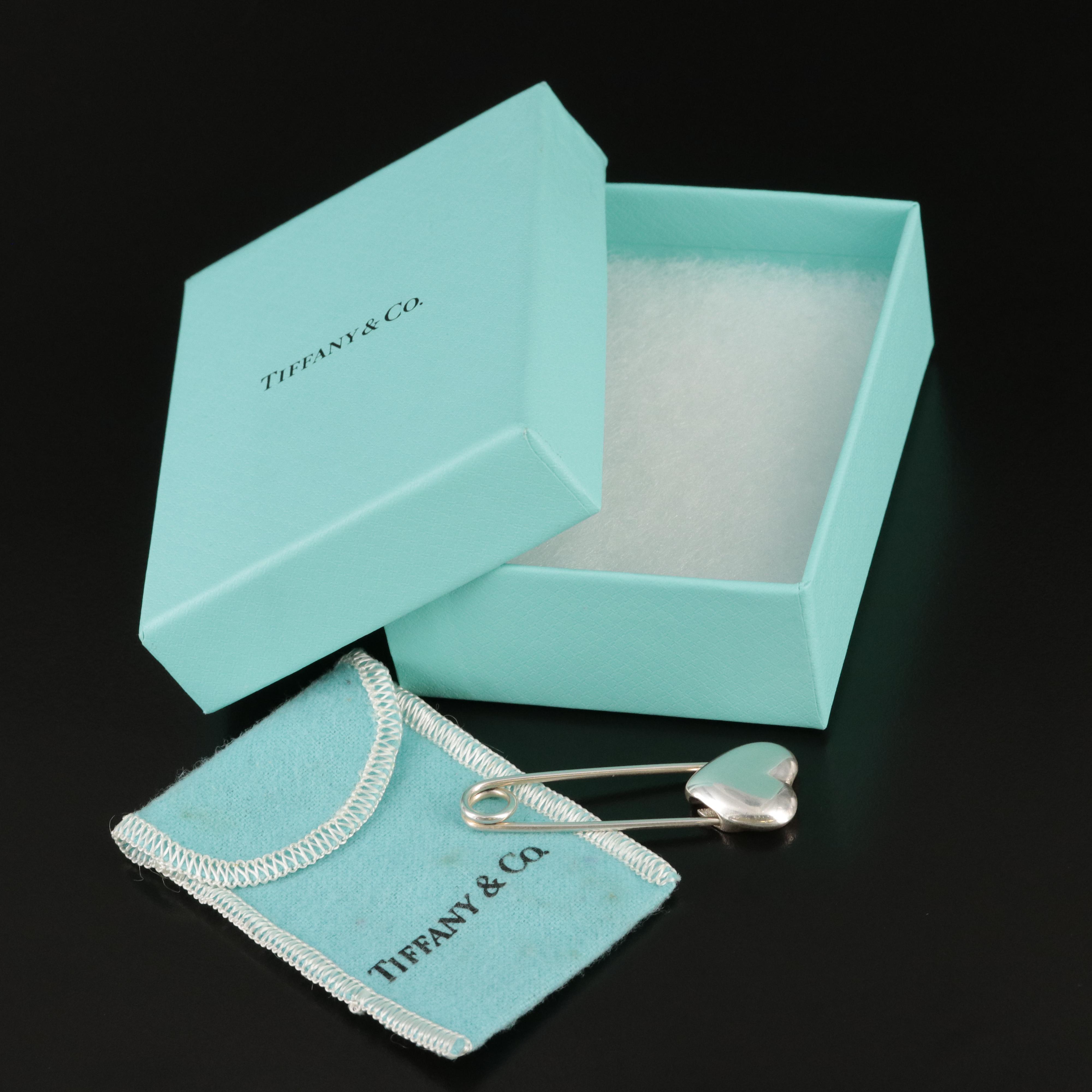 Tiffany & Co. Sterling Heart Safety Pin Brooch