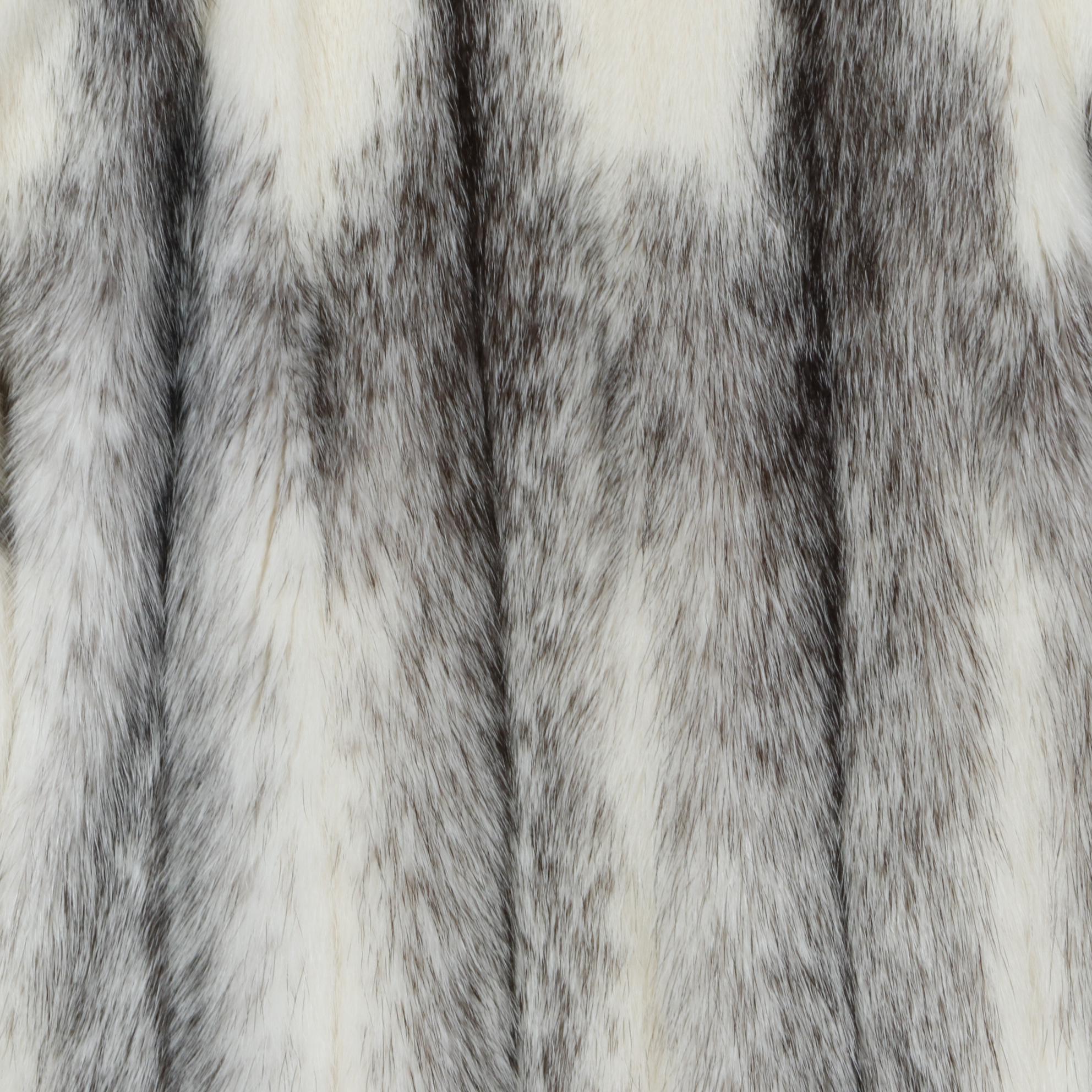 Cross Mink Fur Coat with Fox Fur Tuxedo Collar