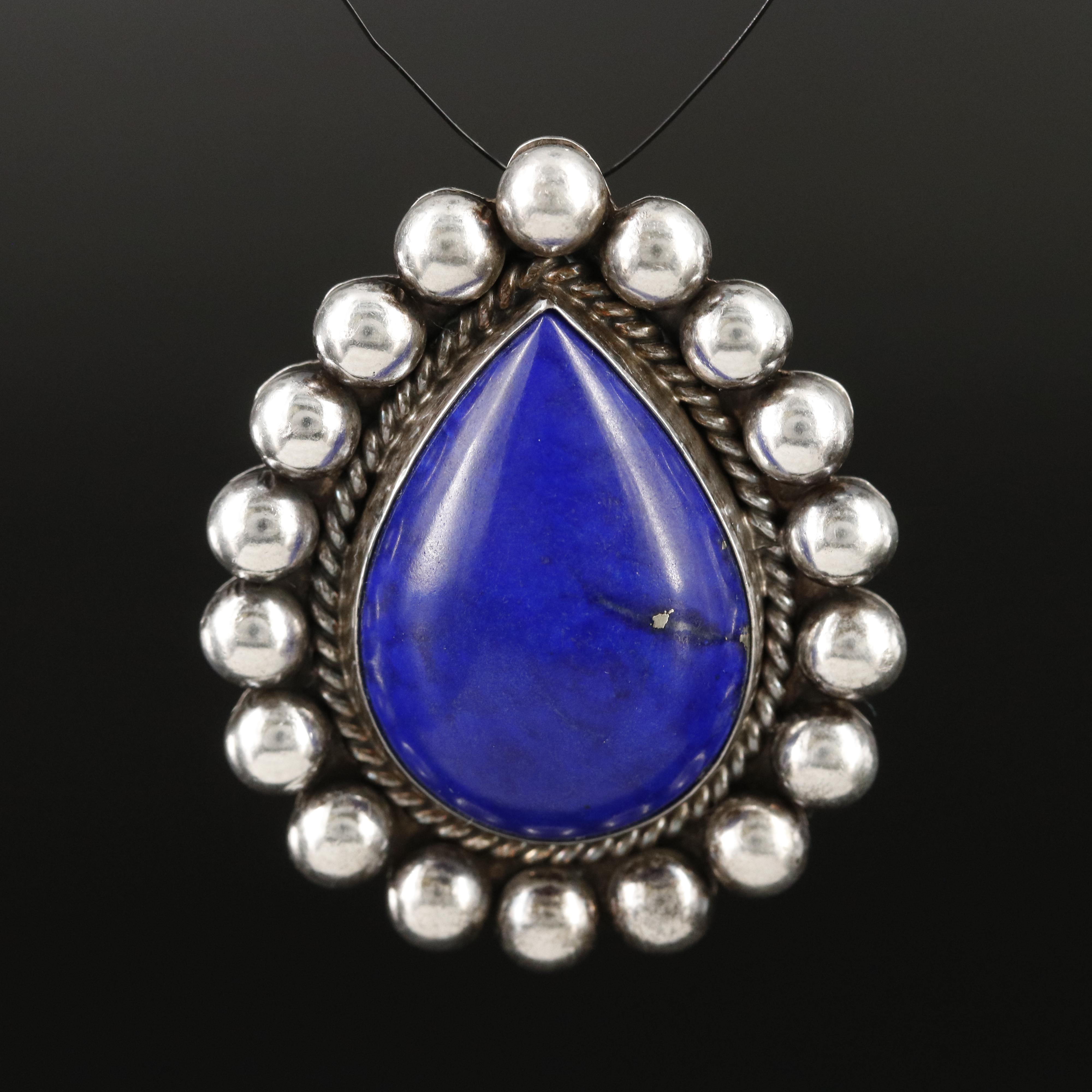 Richard "Little" Yellowhorse Navajo Diné Sterling Lapis Lazuli Converter Brooch