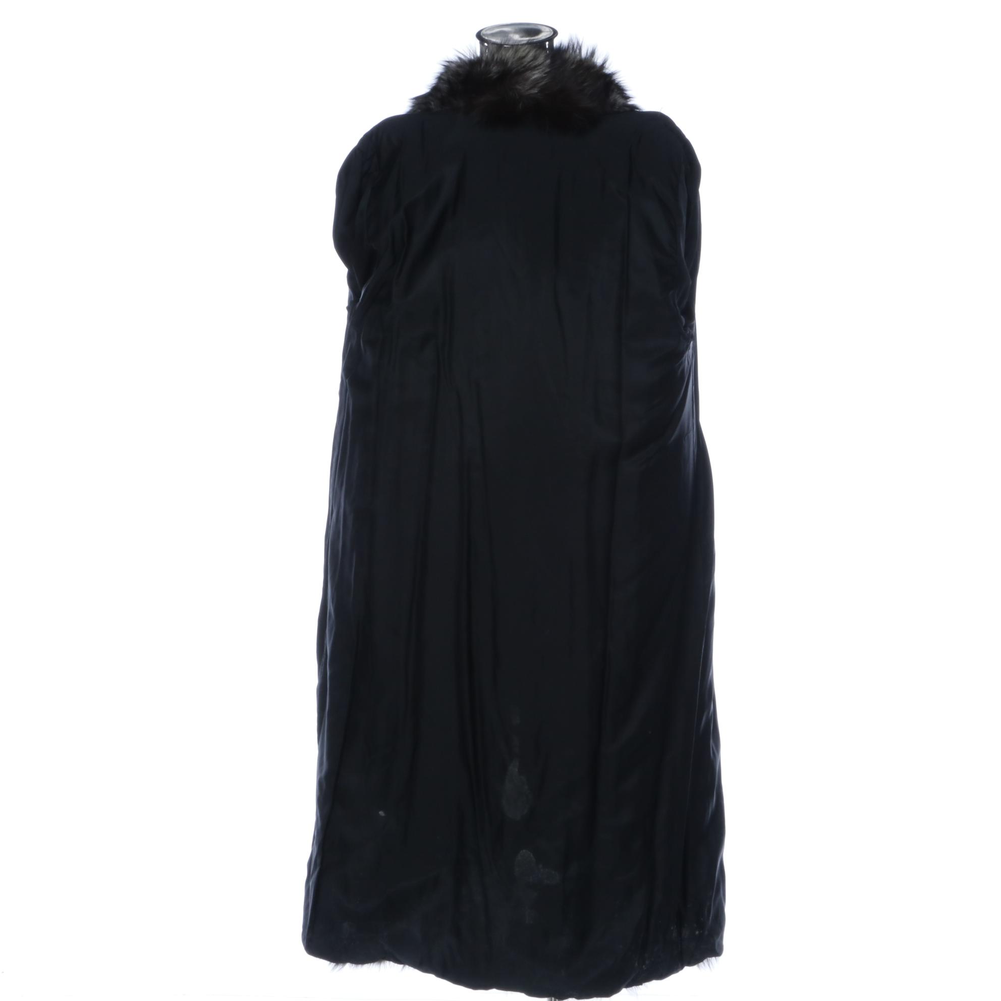 Natural Silver Fox Fur Full-Length Coat with Headband