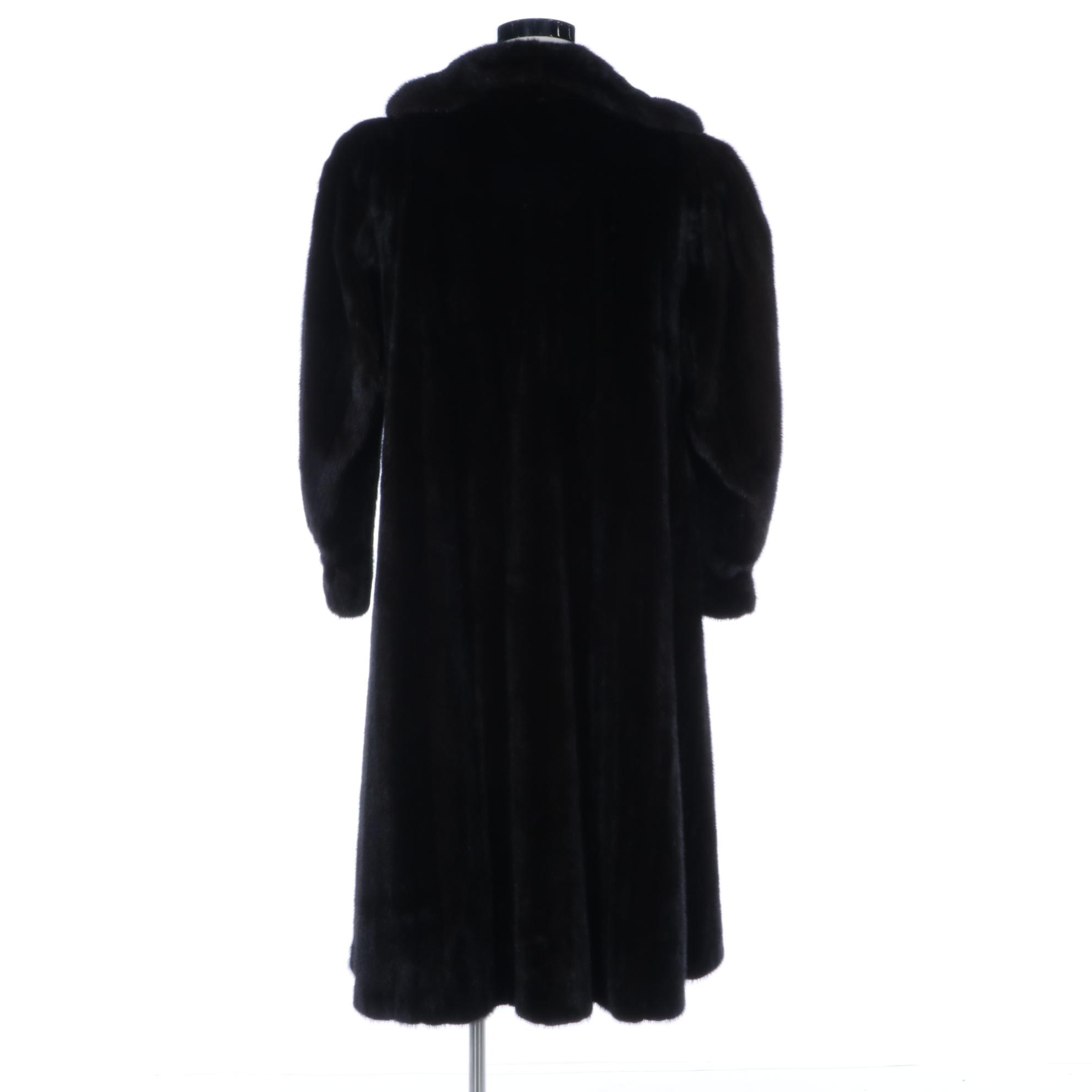 Mink Fur Coat with Banded Cuffs and Headband