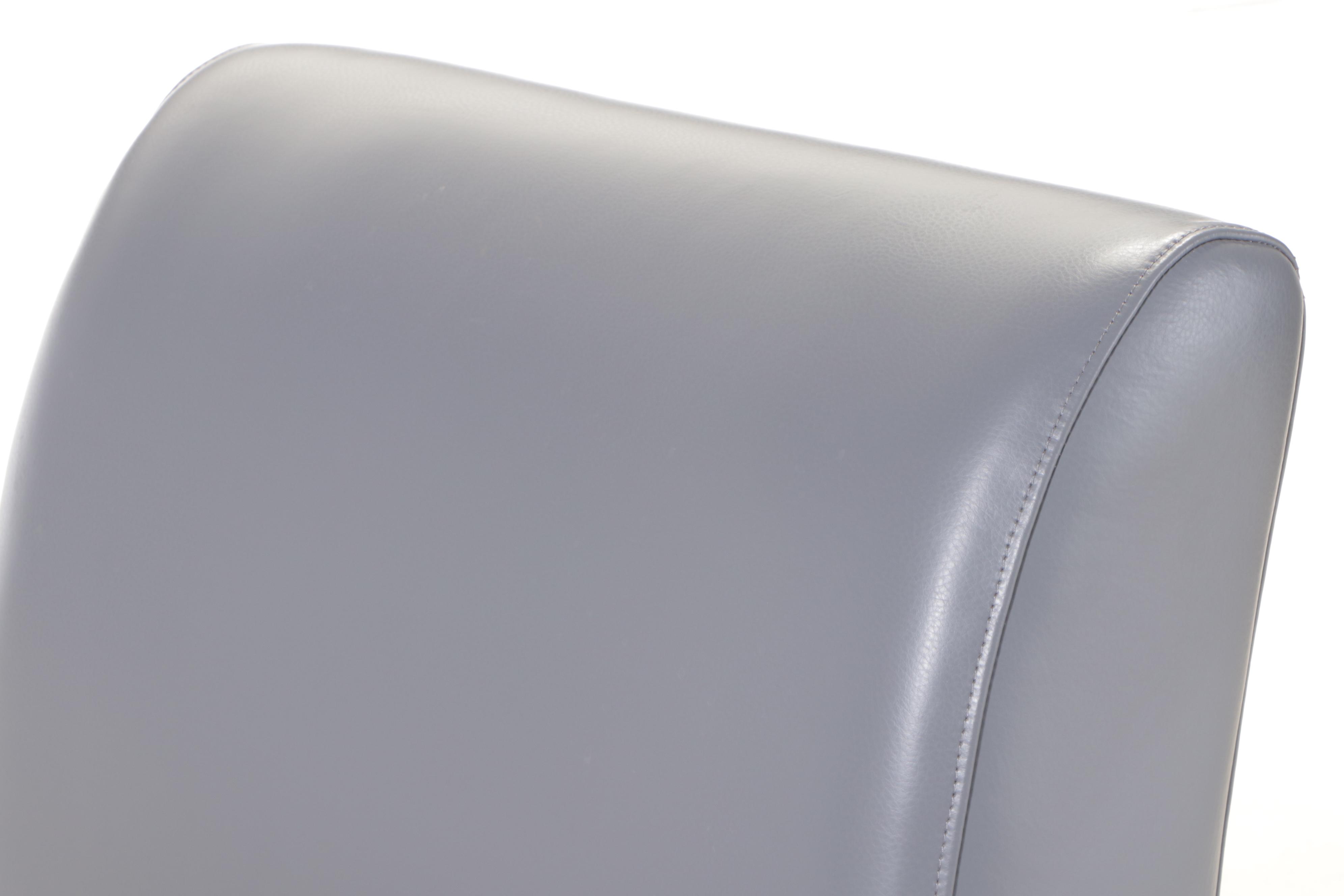 Contemporary Three-Piece Ebonized Wood and Leather Lounge Set