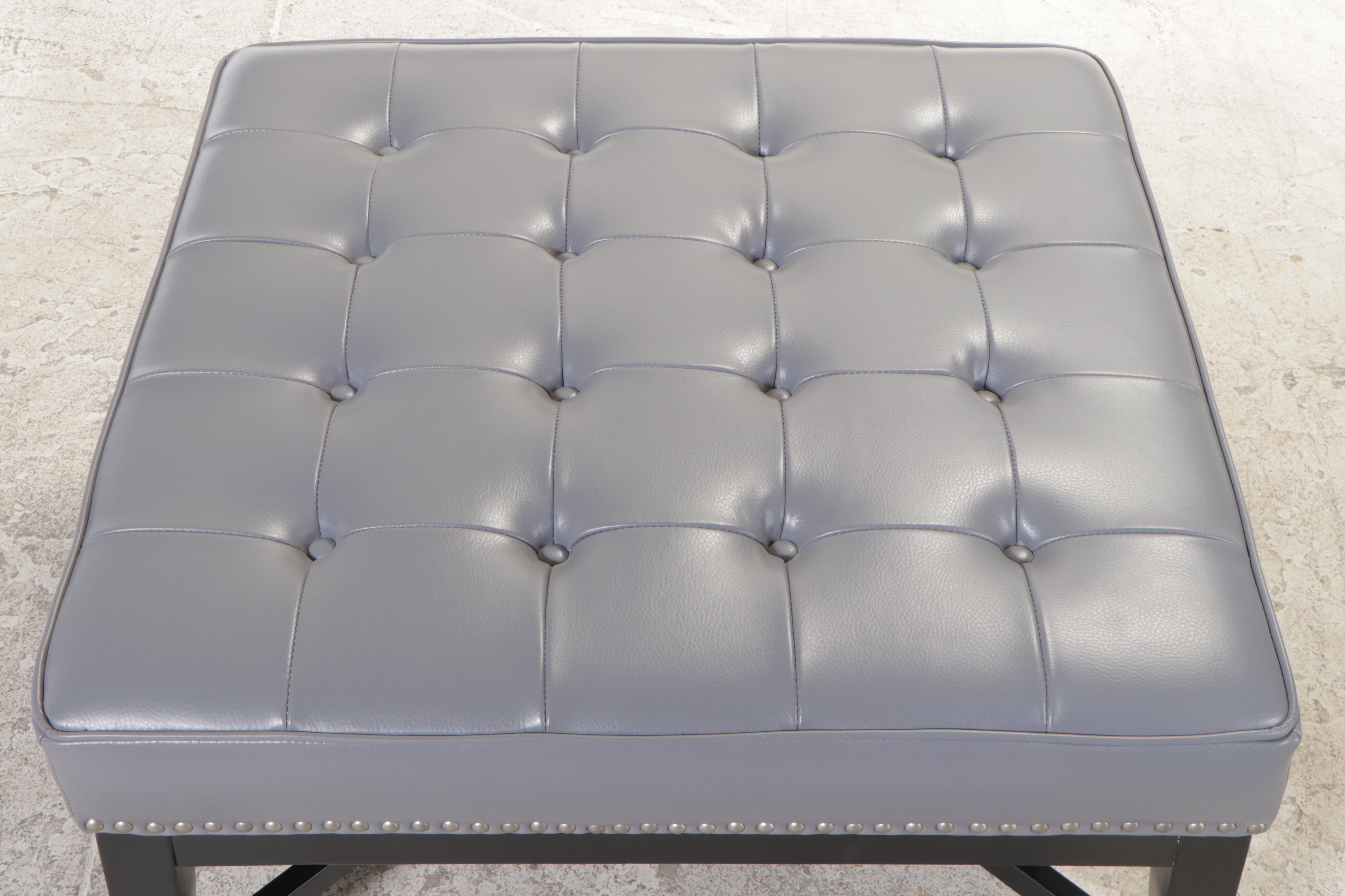 Contemporary Three-Piece Ebonized Wood and Leather Lounge Set