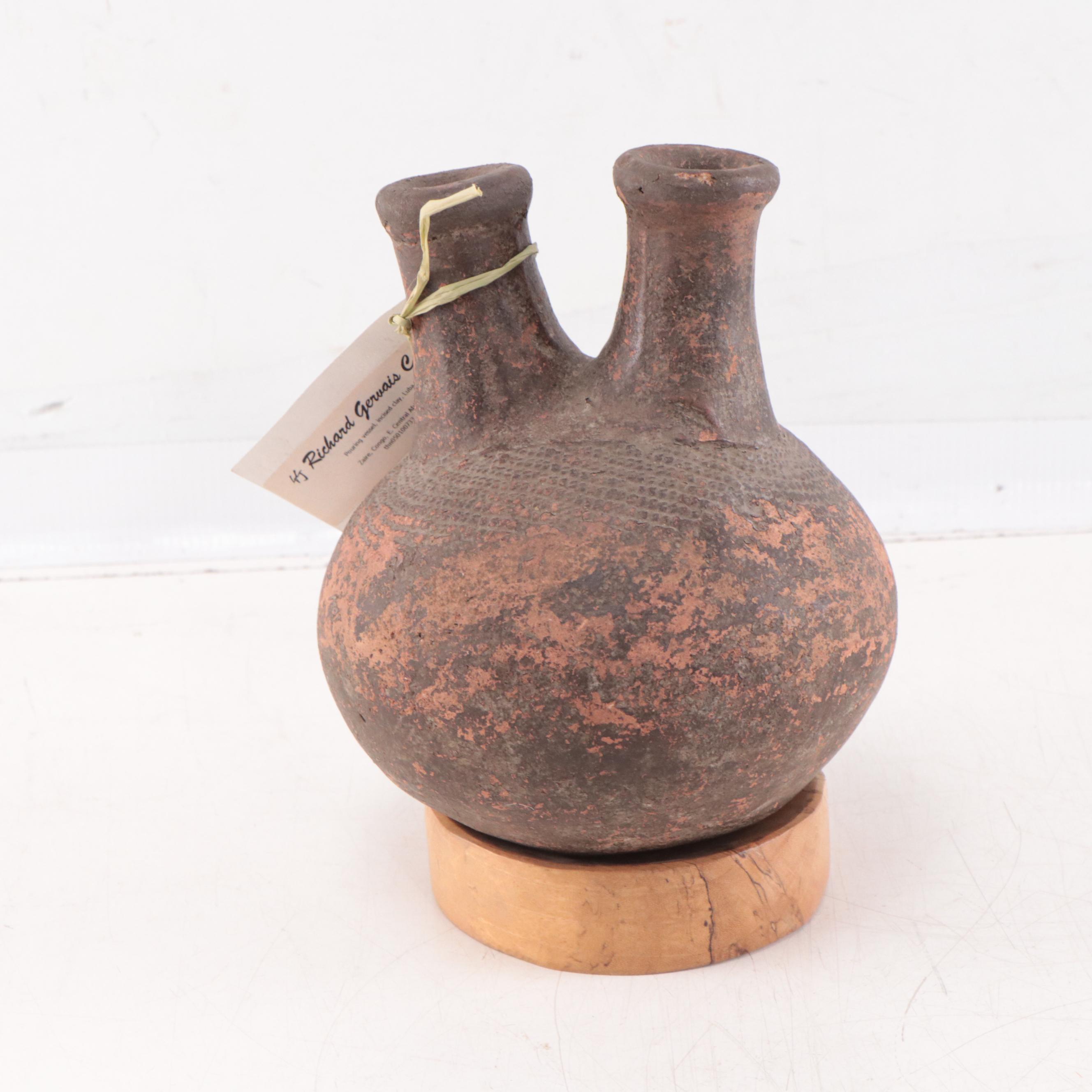 African Congo Luba Clay Pouring Vessel, Late 20th Century