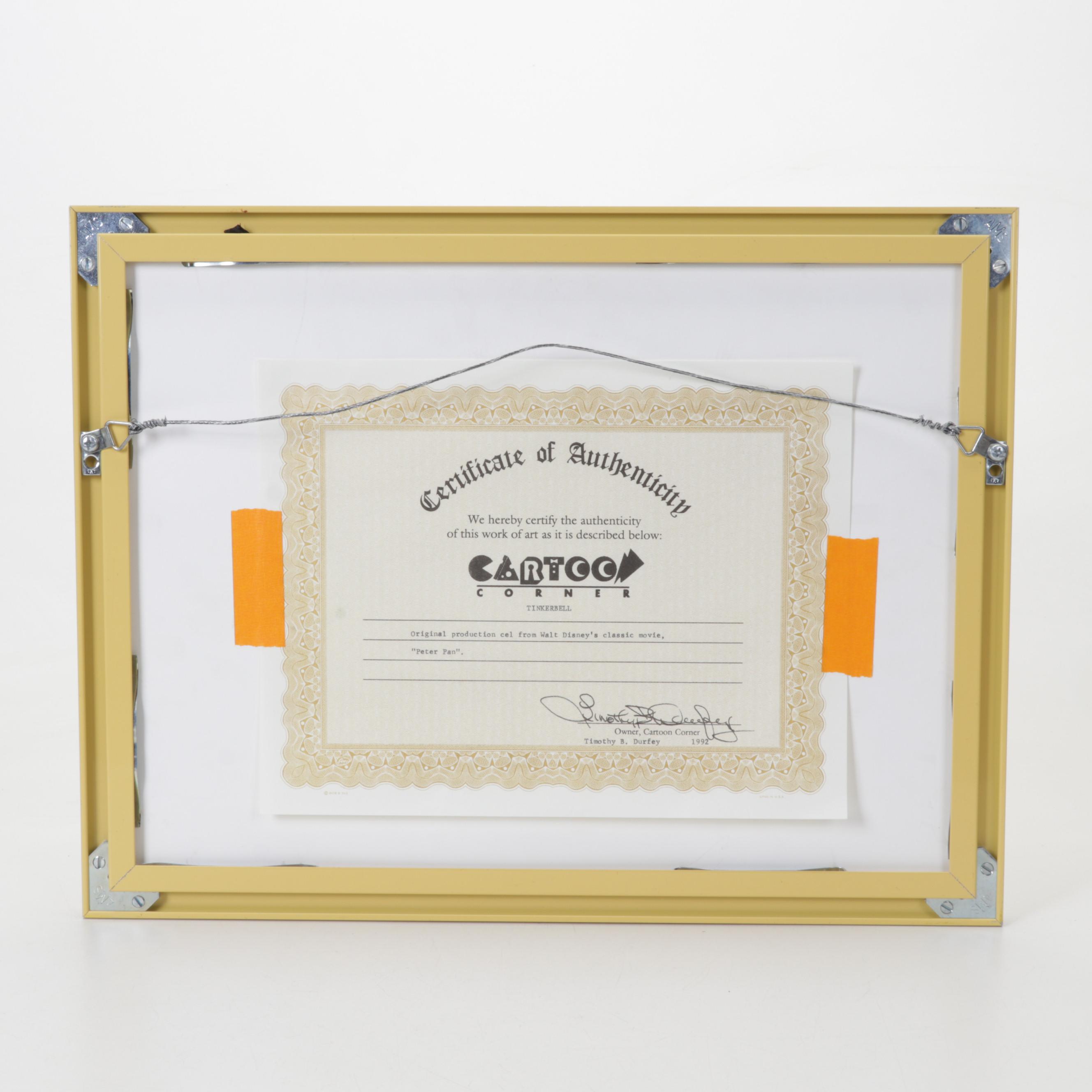 Disney "Peter Pan" Hand-Painted Animation Cel "Tinkerbell," Circa 1953