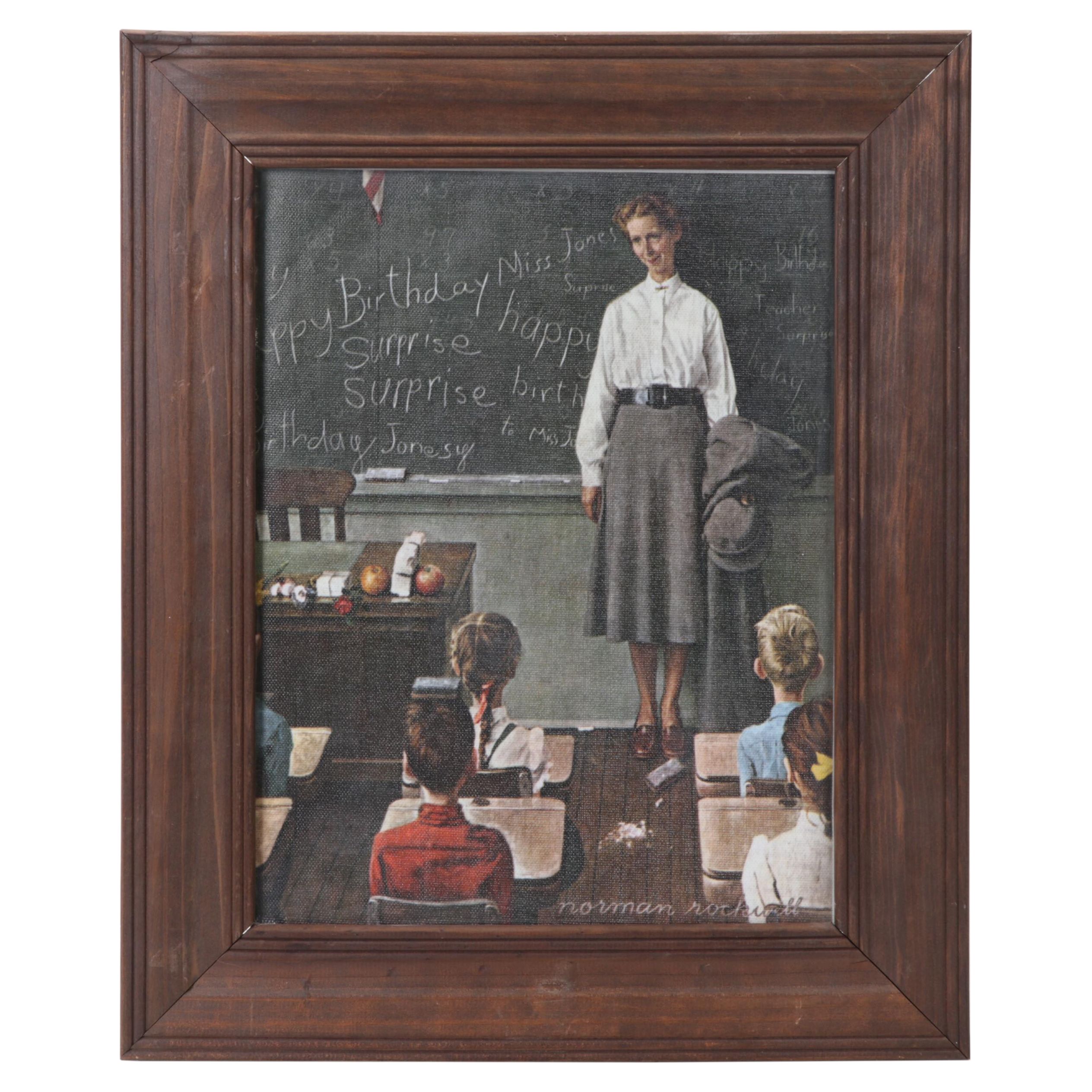 Offset Lithograph After Norman Rockwell "Happy Birthday Miss Jones," Circa 2000