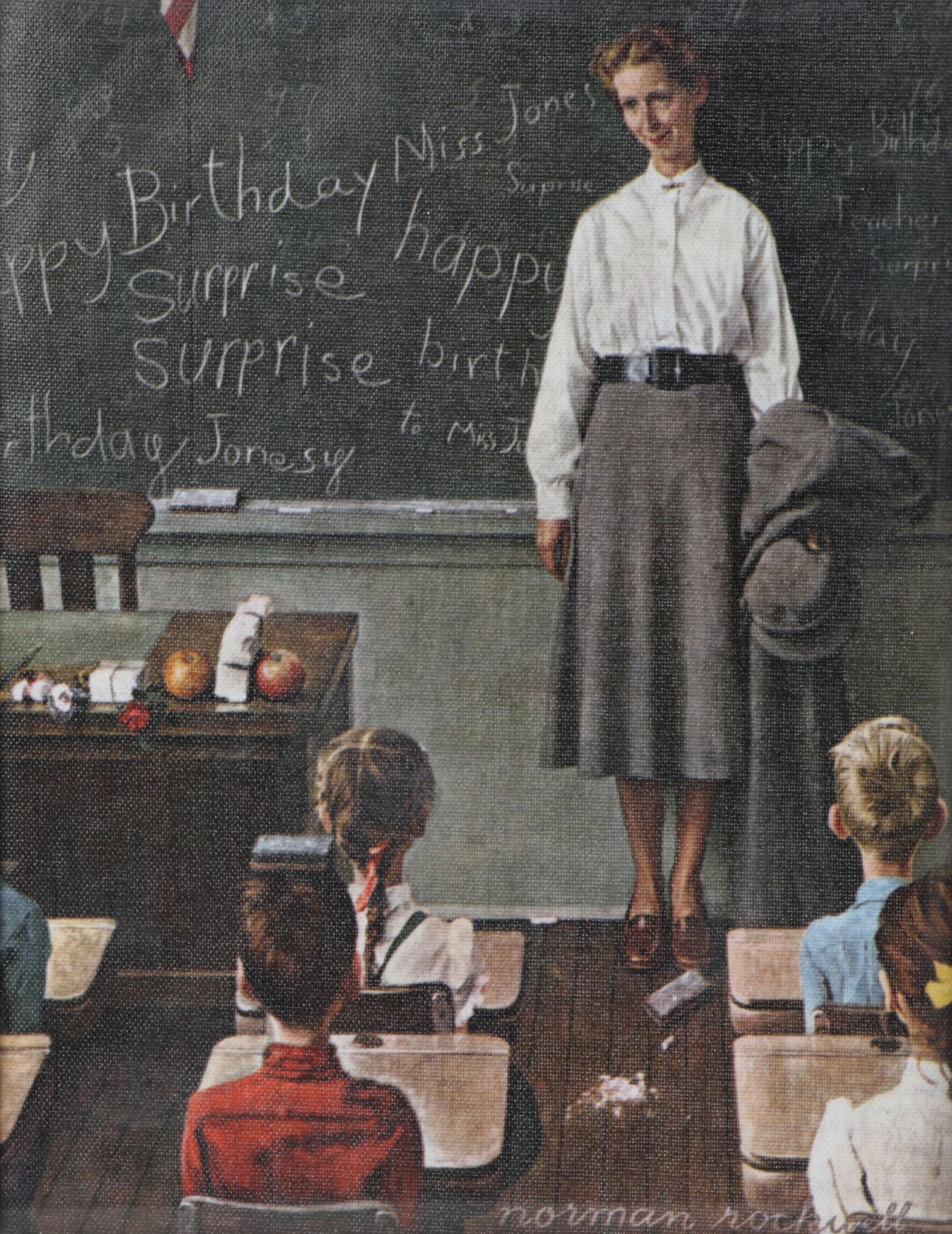 Offset Lithograph After Norman Rockwell "Happy Birthday Miss Jones," Circa 2000