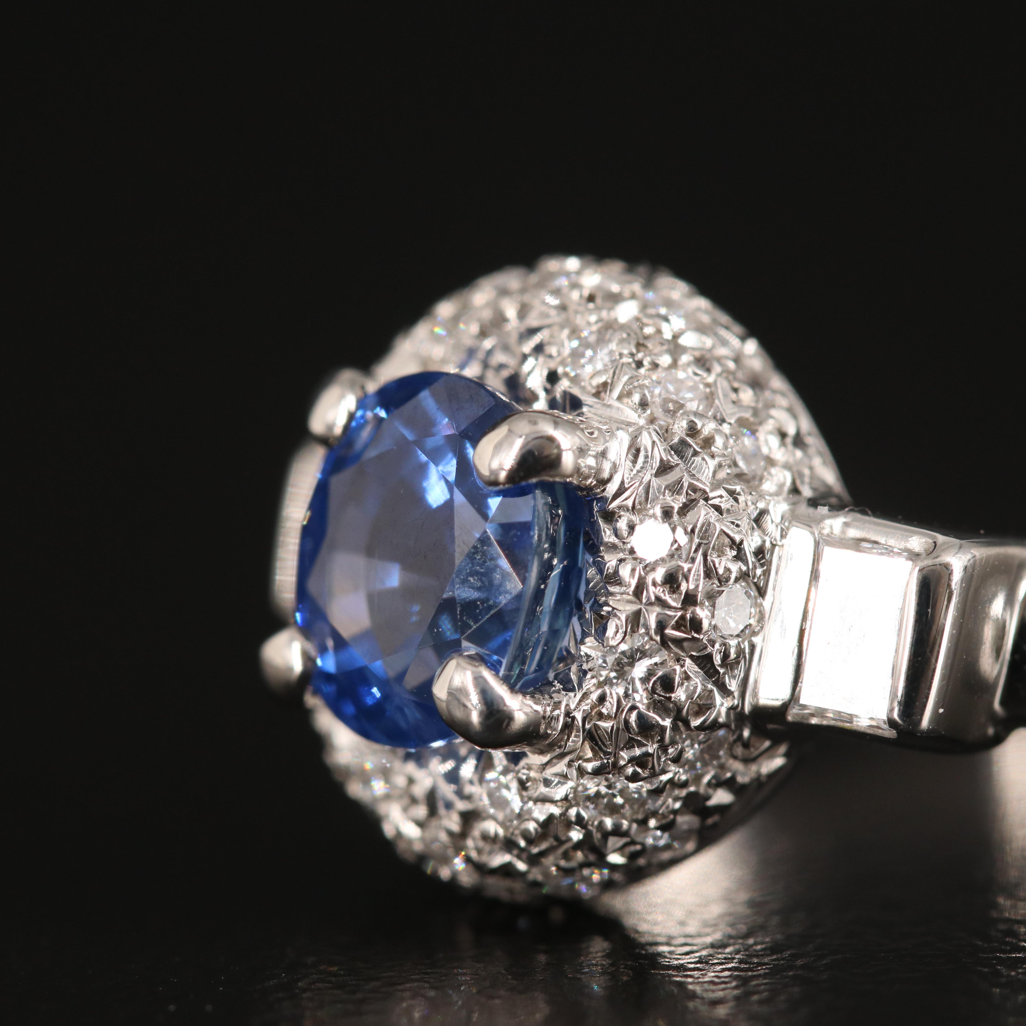 Platinum 2.10 CT Sapphire and Diamond Ring