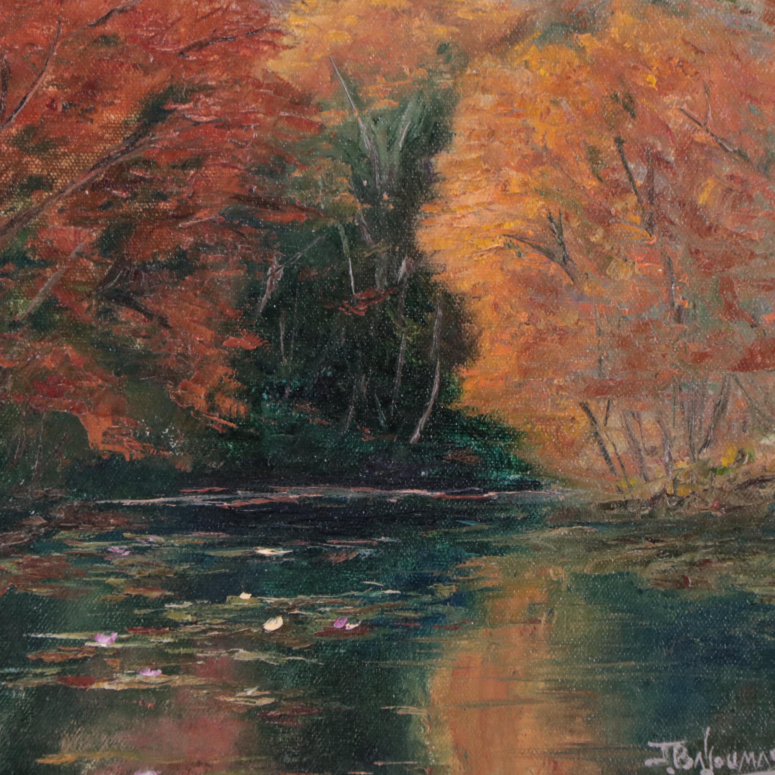 James Baldoumas Landscape Oil Painting "Autumn Pond," 2022