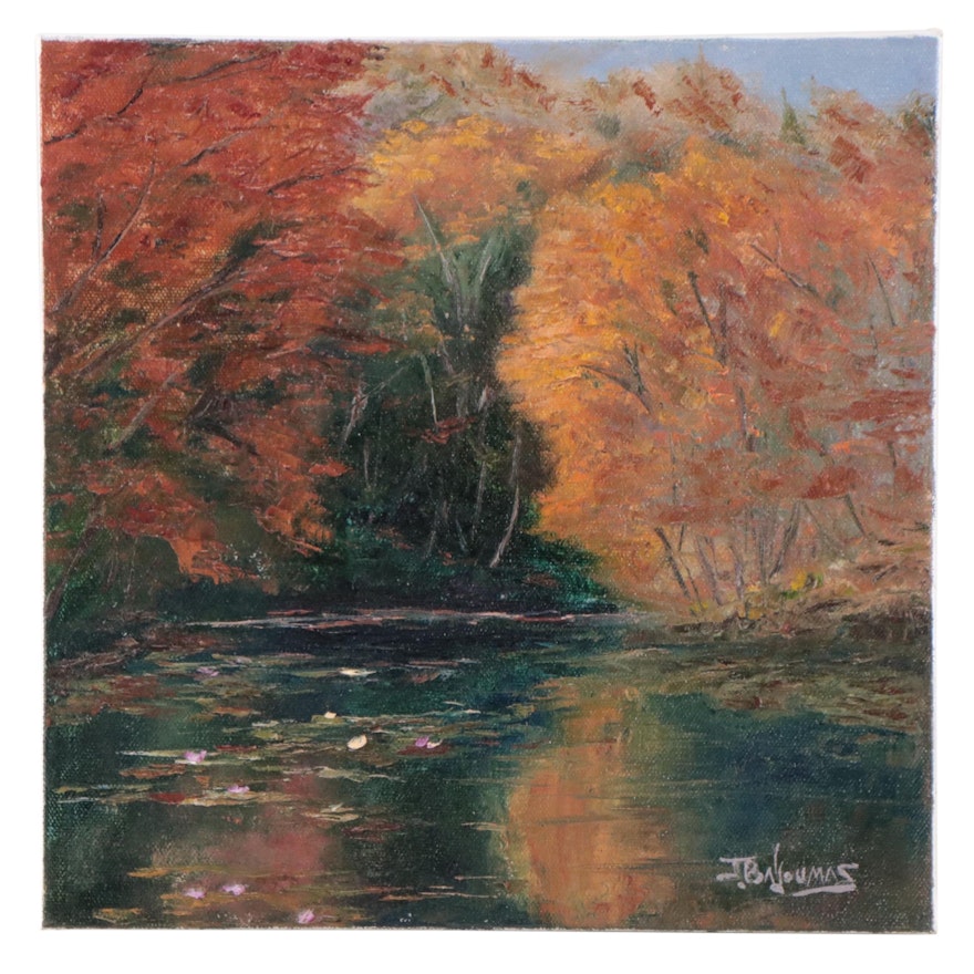 James Baldoumas Landscape Oil Painting "Autumn Pond," 2022