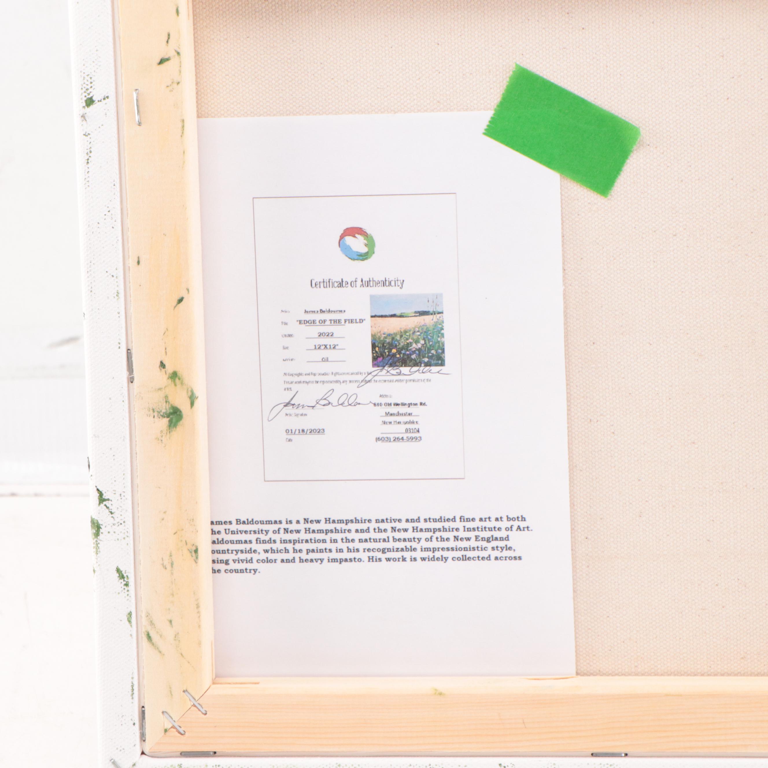 James Baldoumas Landscape Oil Painting "Edge of the Field," 2022