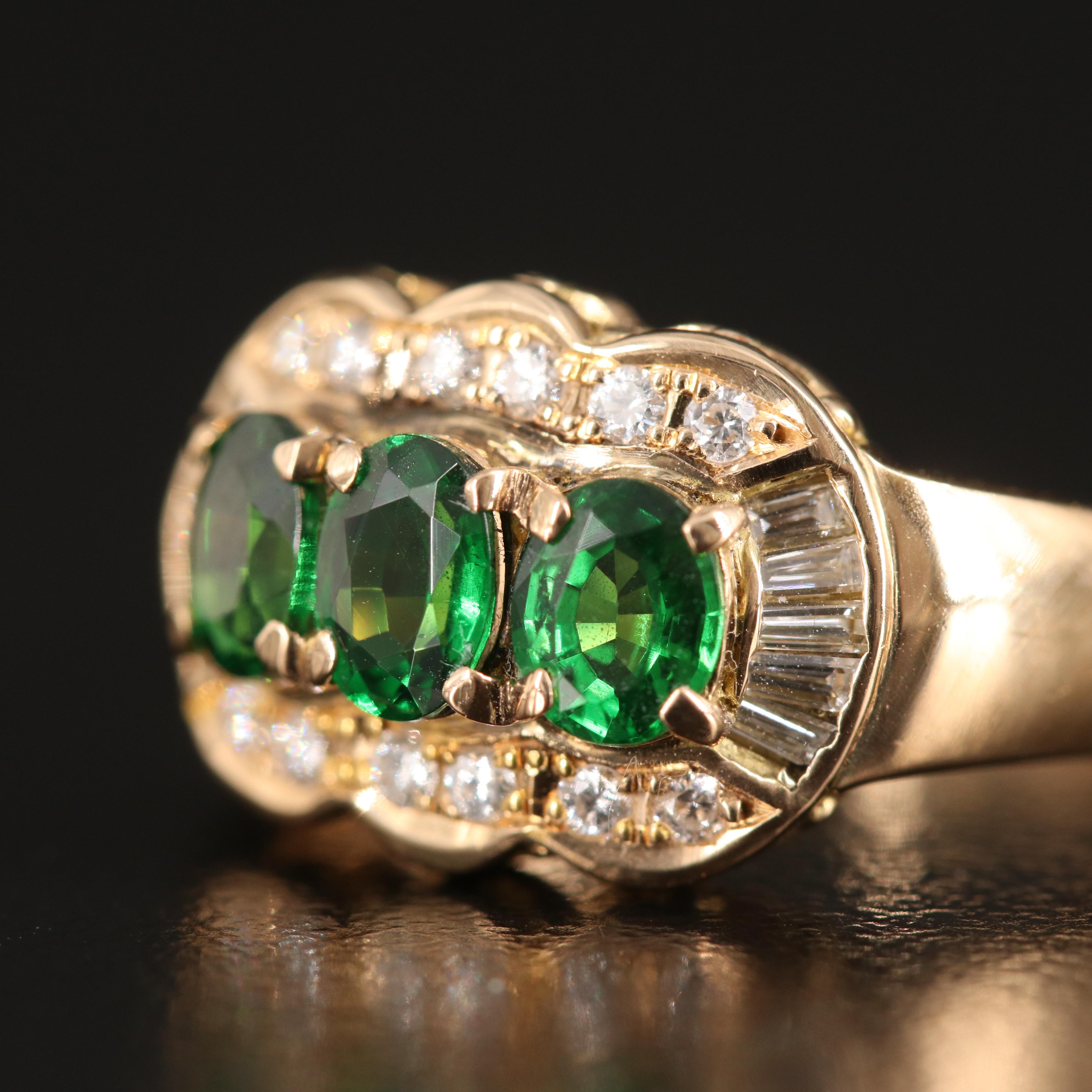 18K 1.30 CTW Tsavorite and Diamond Ring