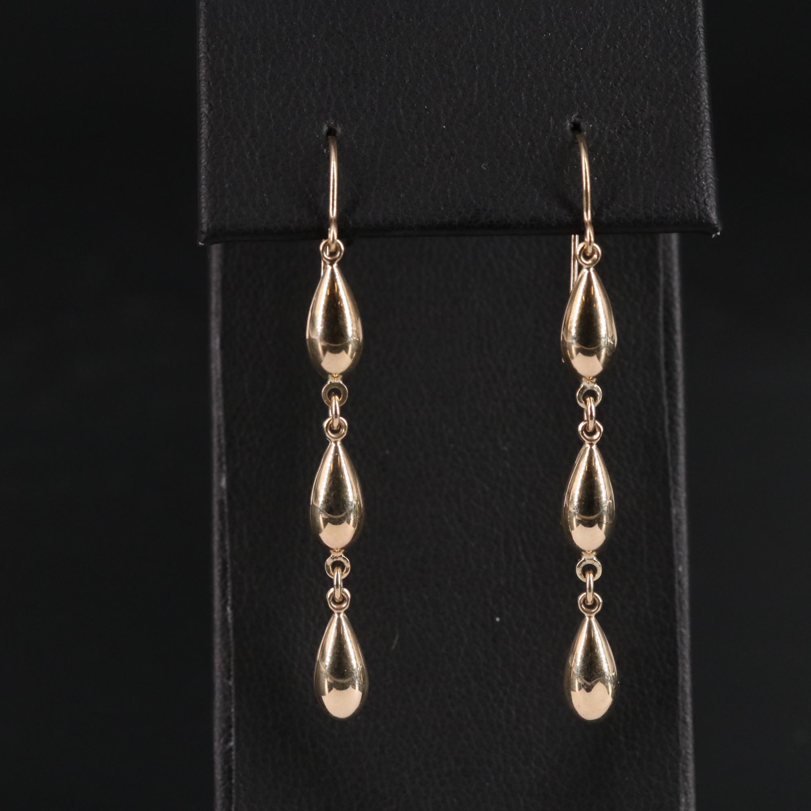 14K Droplet Dangle Earrings