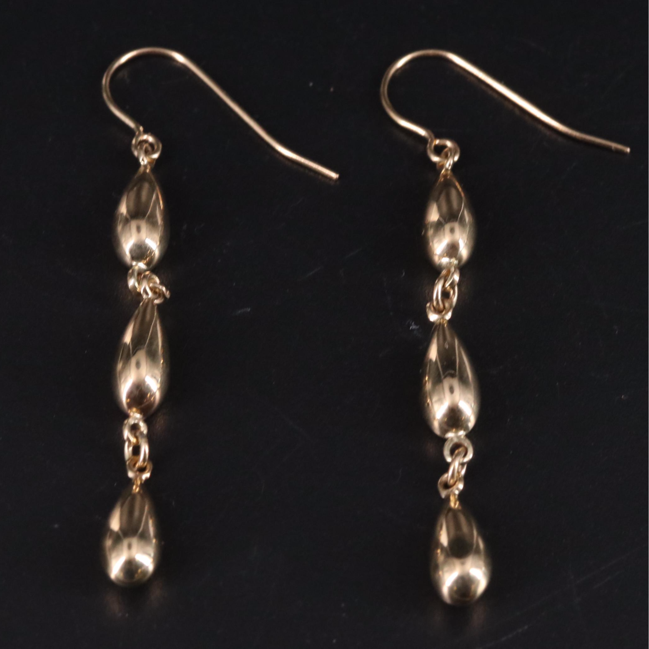 14K Droplet Dangle Earrings