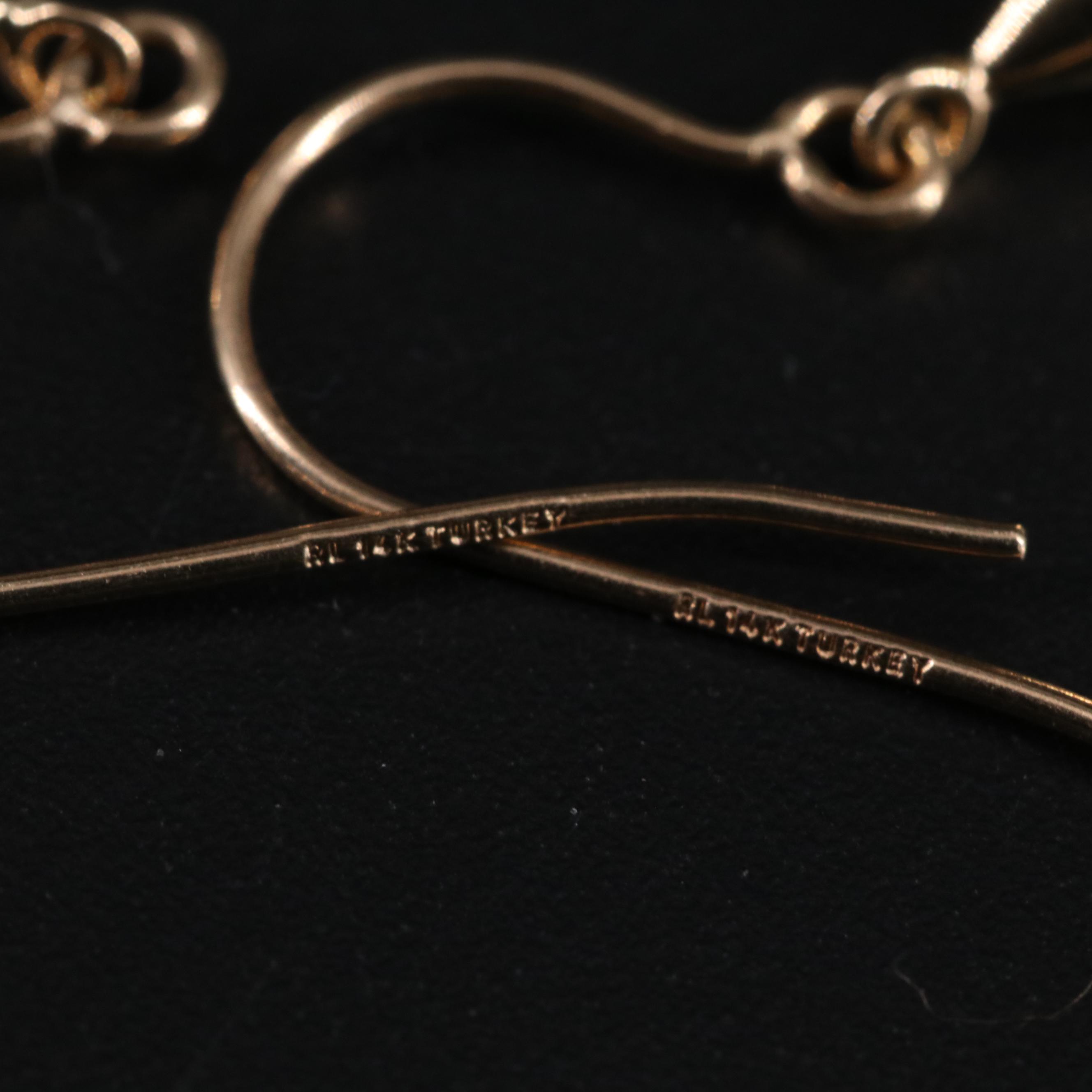 14K Droplet Dangle Earrings