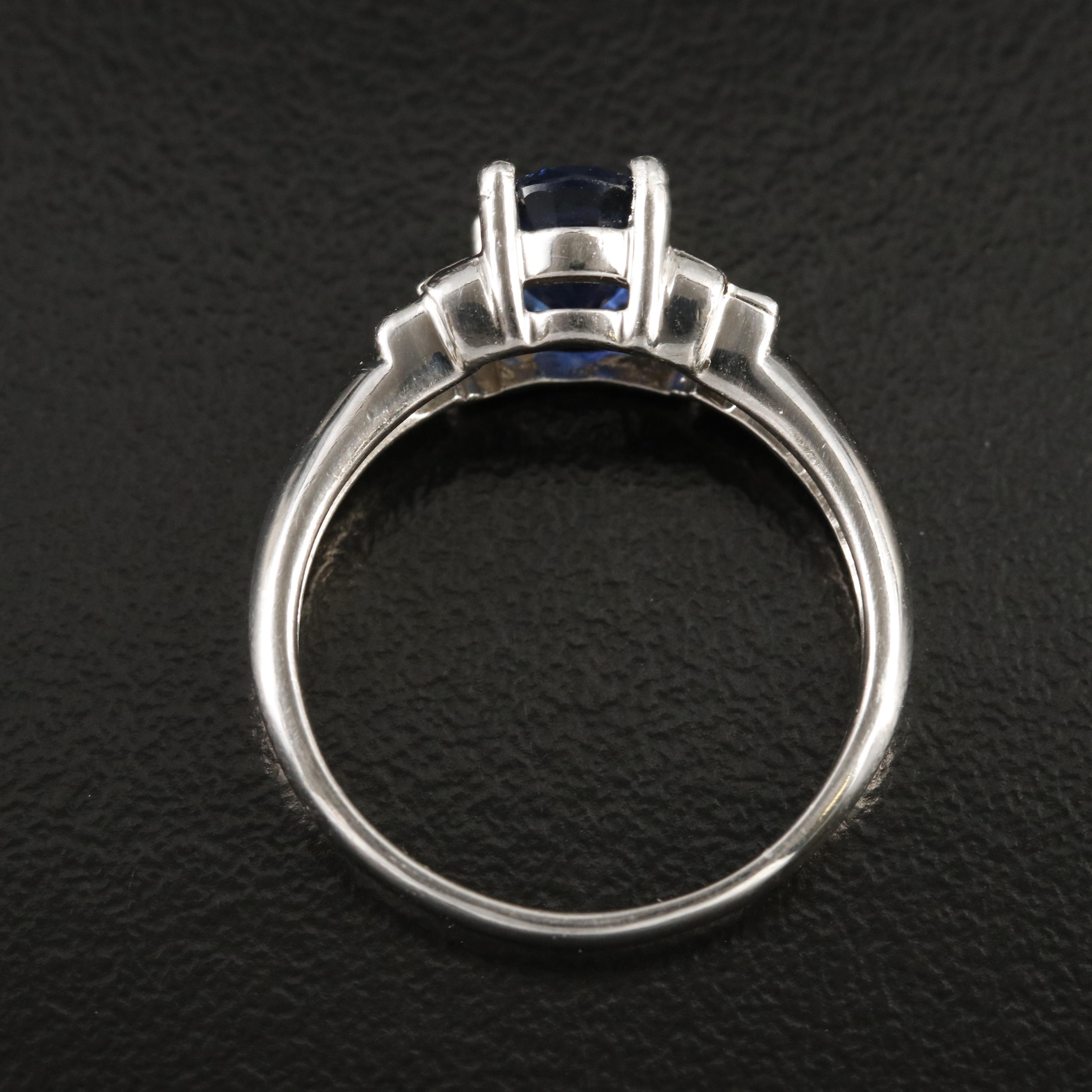 Platinum 1.45 CT Madagascan Sapphire and Diamond Ring with GIA Report