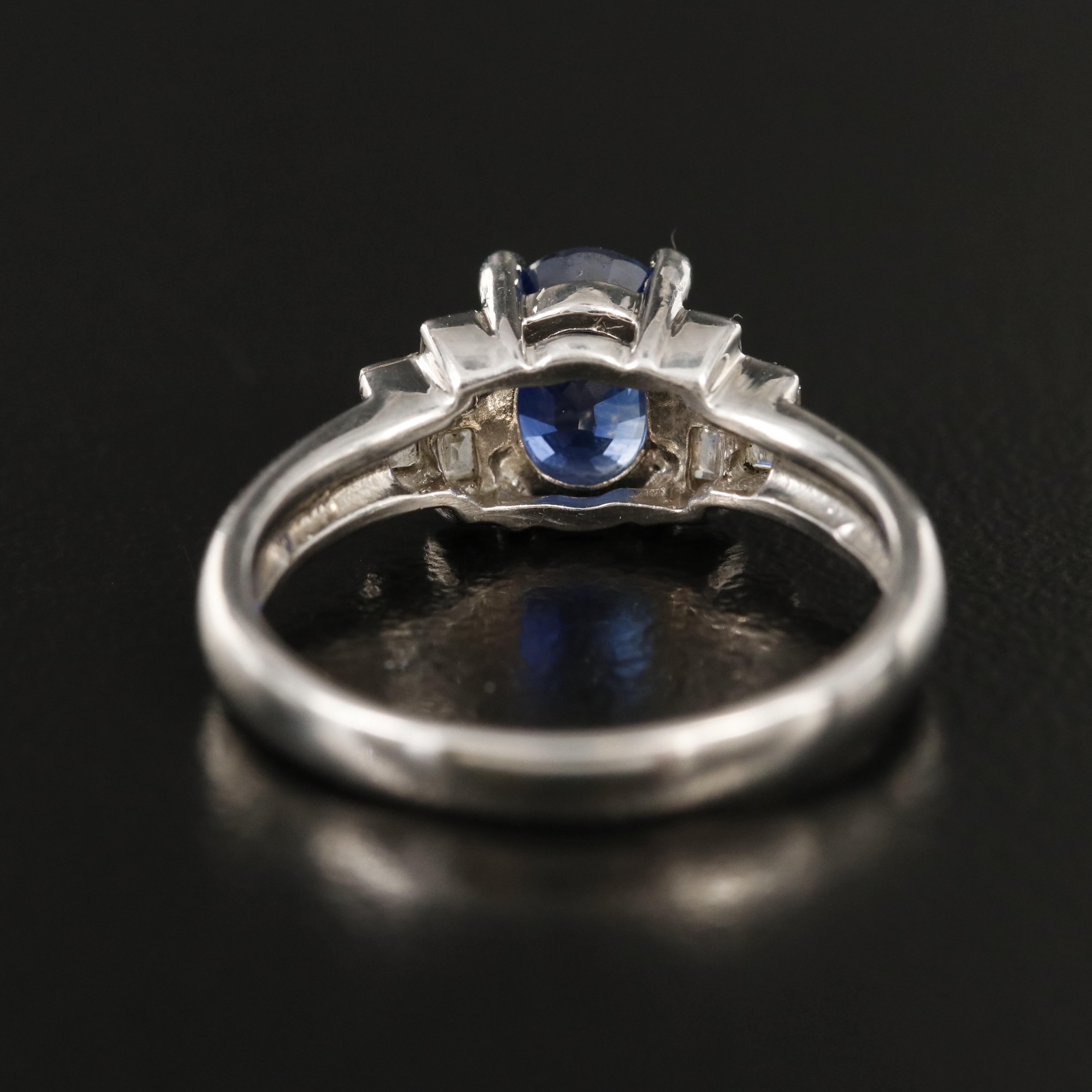 Platinum 1.45 CT Madagascan Sapphire and Diamond Ring with GIA Report