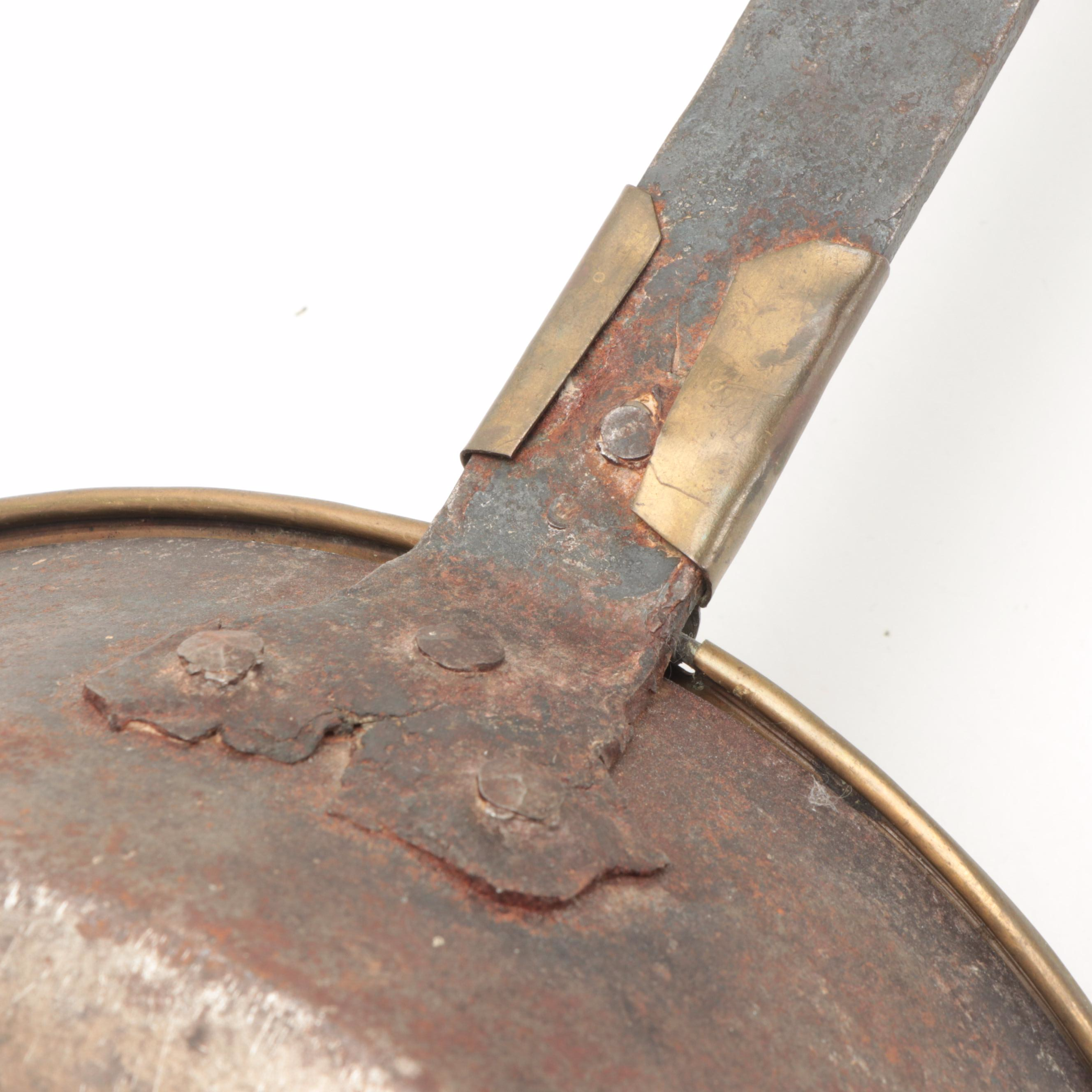 Pierced Brass and Wrought Iron Bed Warmer