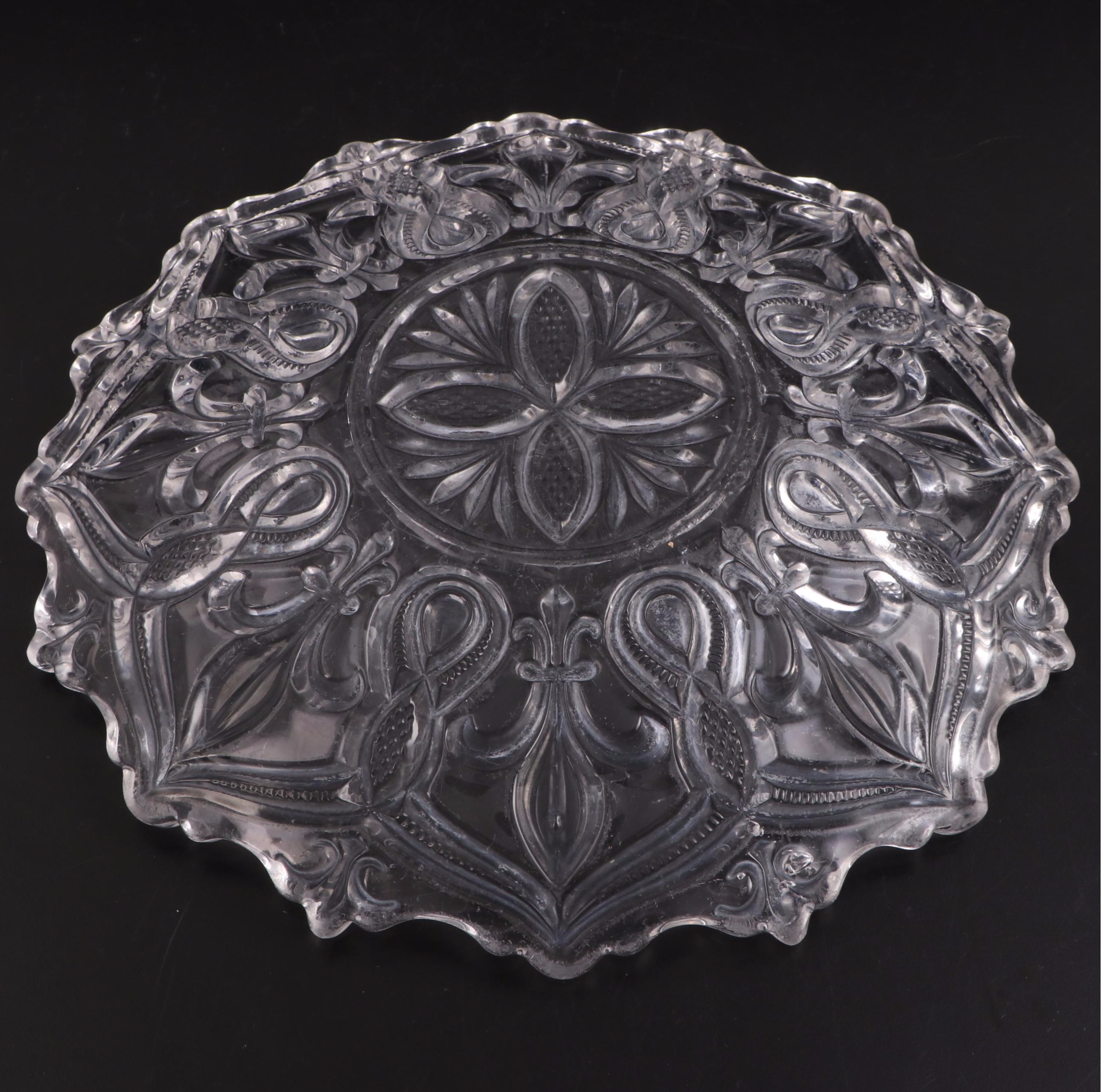 Bryce "Arched Fleur de Lis" Clear Pressed Glass Tableware, Late 19th C.