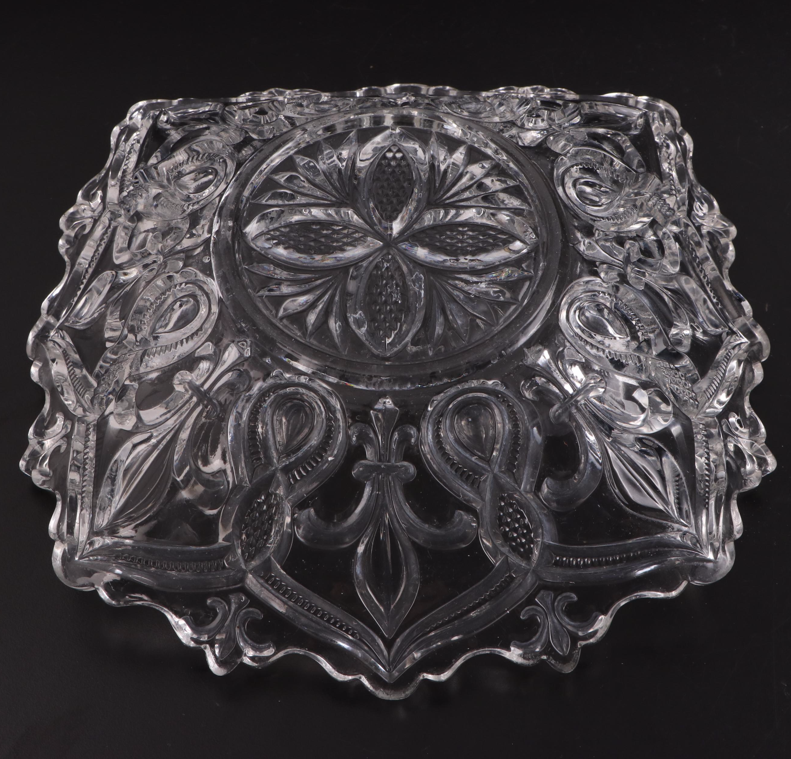 Bryce "Arched Fleur de Lis" Clear Pressed Glass Tableware, Late 19th C.