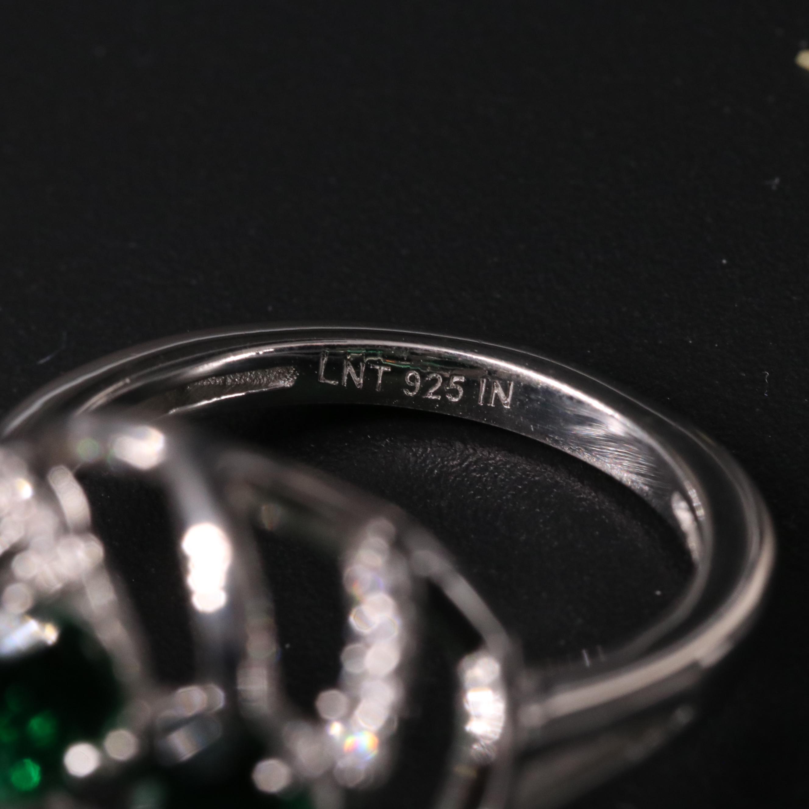 Sterling Emerald and Cubic Zirconia Ring