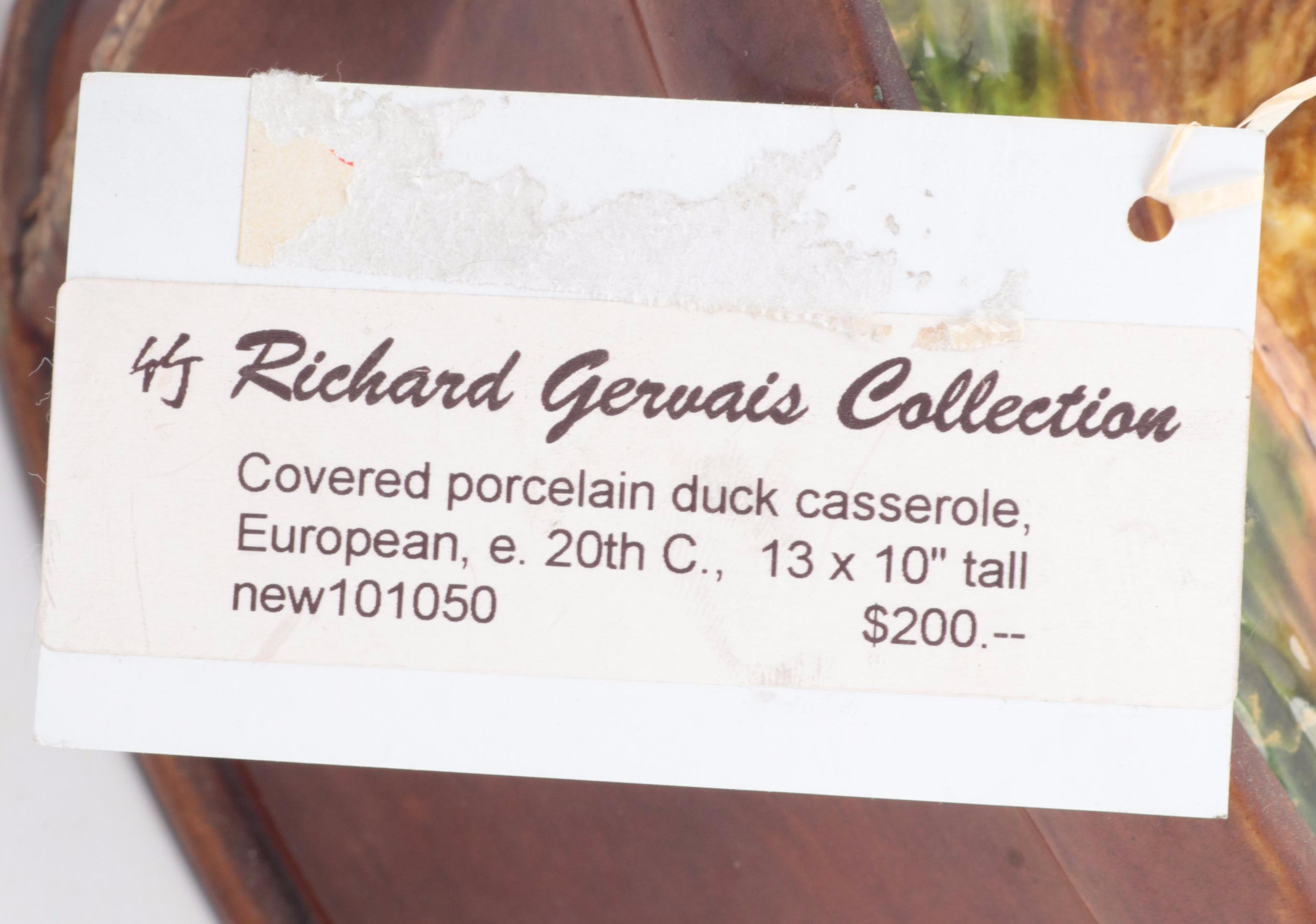 European Majolica Duck Game Casserole, Early 20th Century