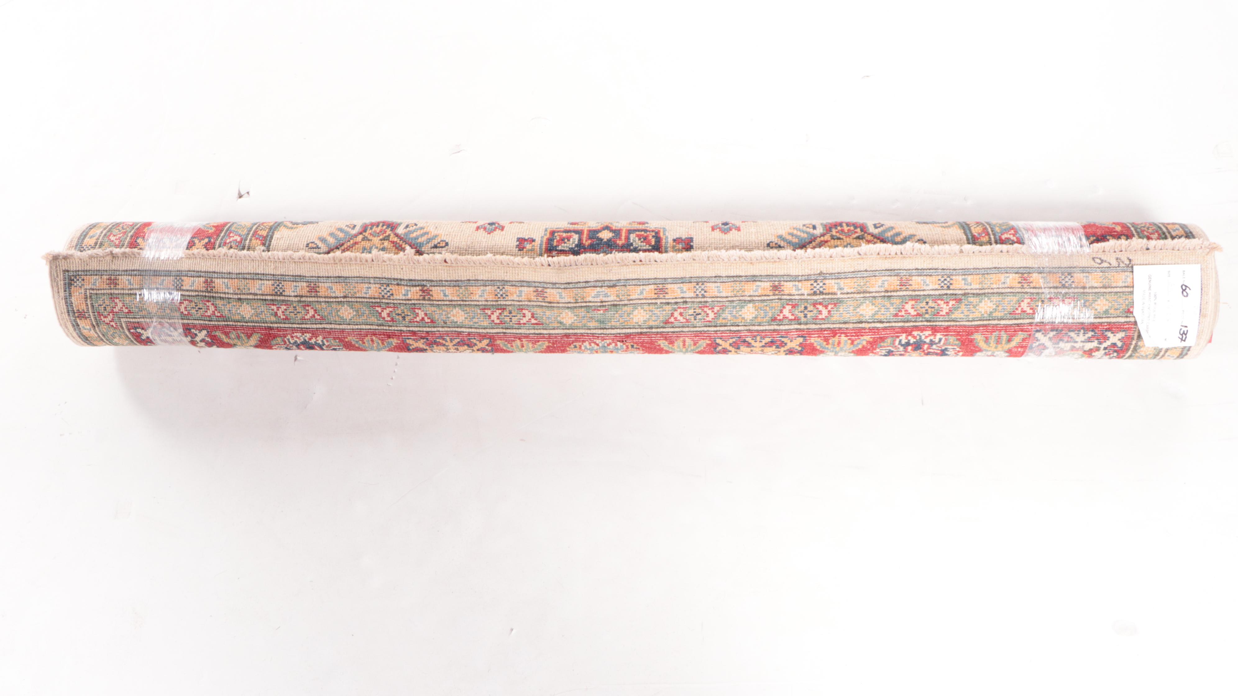 4'10 x 6'5 Hand-Knotted Pakistani Kazak-Style Area Rug