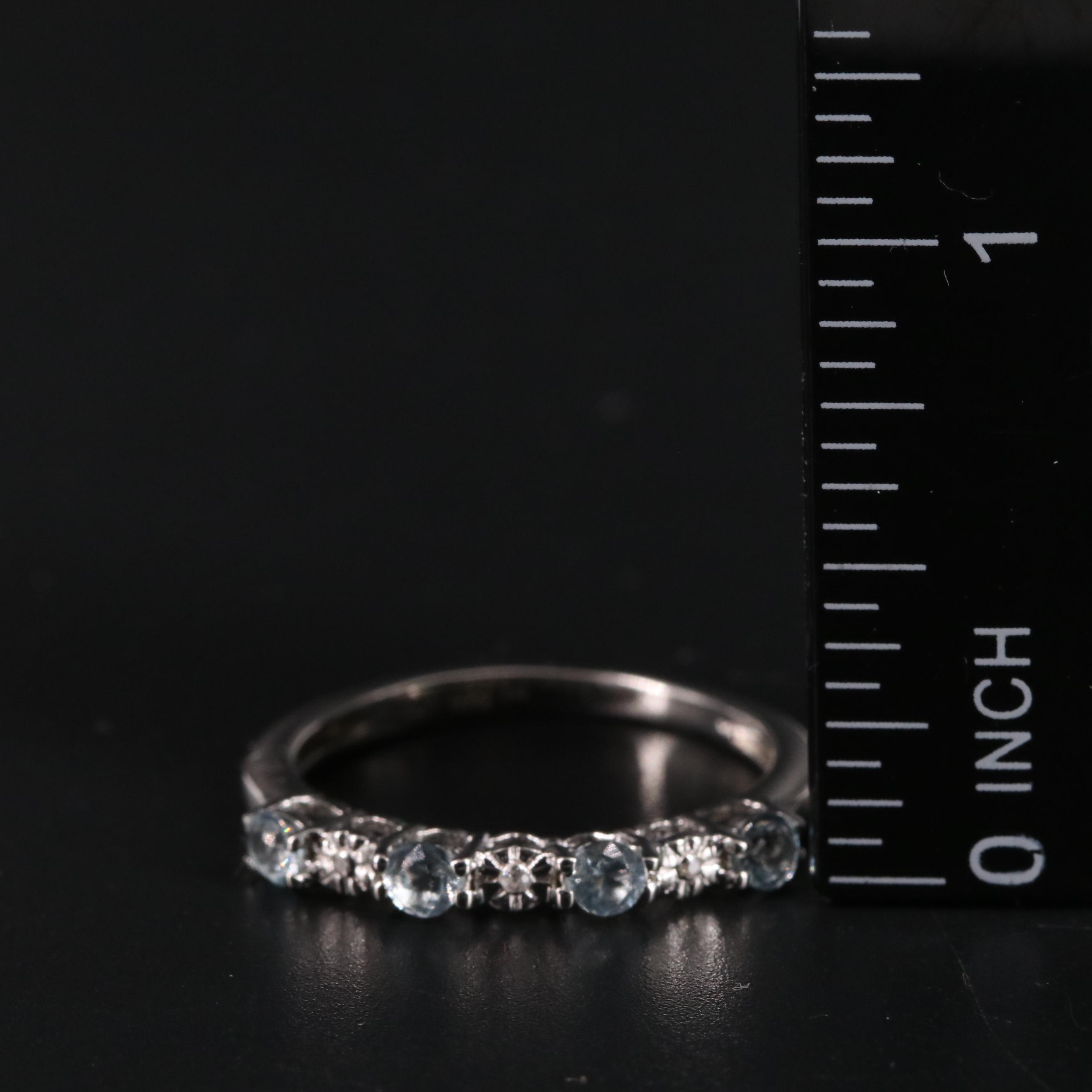 Sterling Aquamarine and Cubic Zirconia Ring