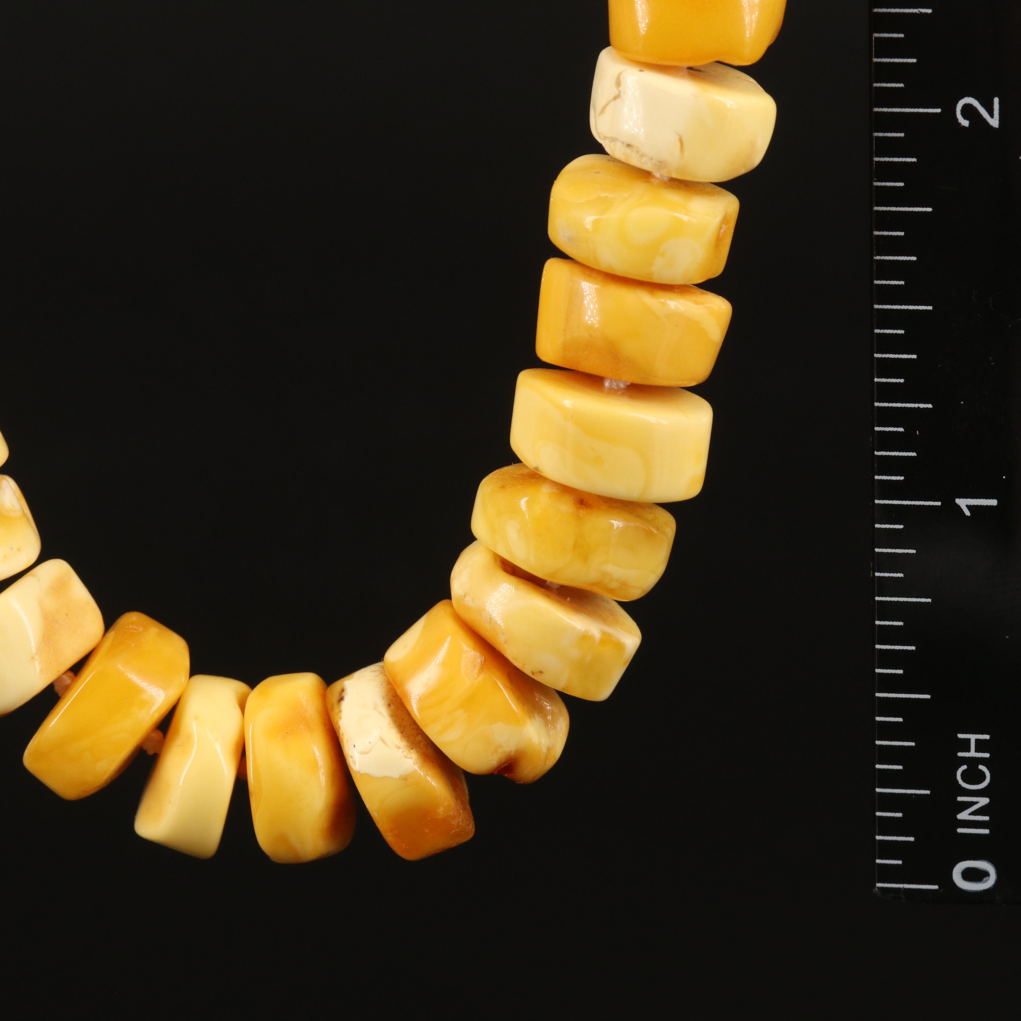 Graduated Amber Necklace in Sterling