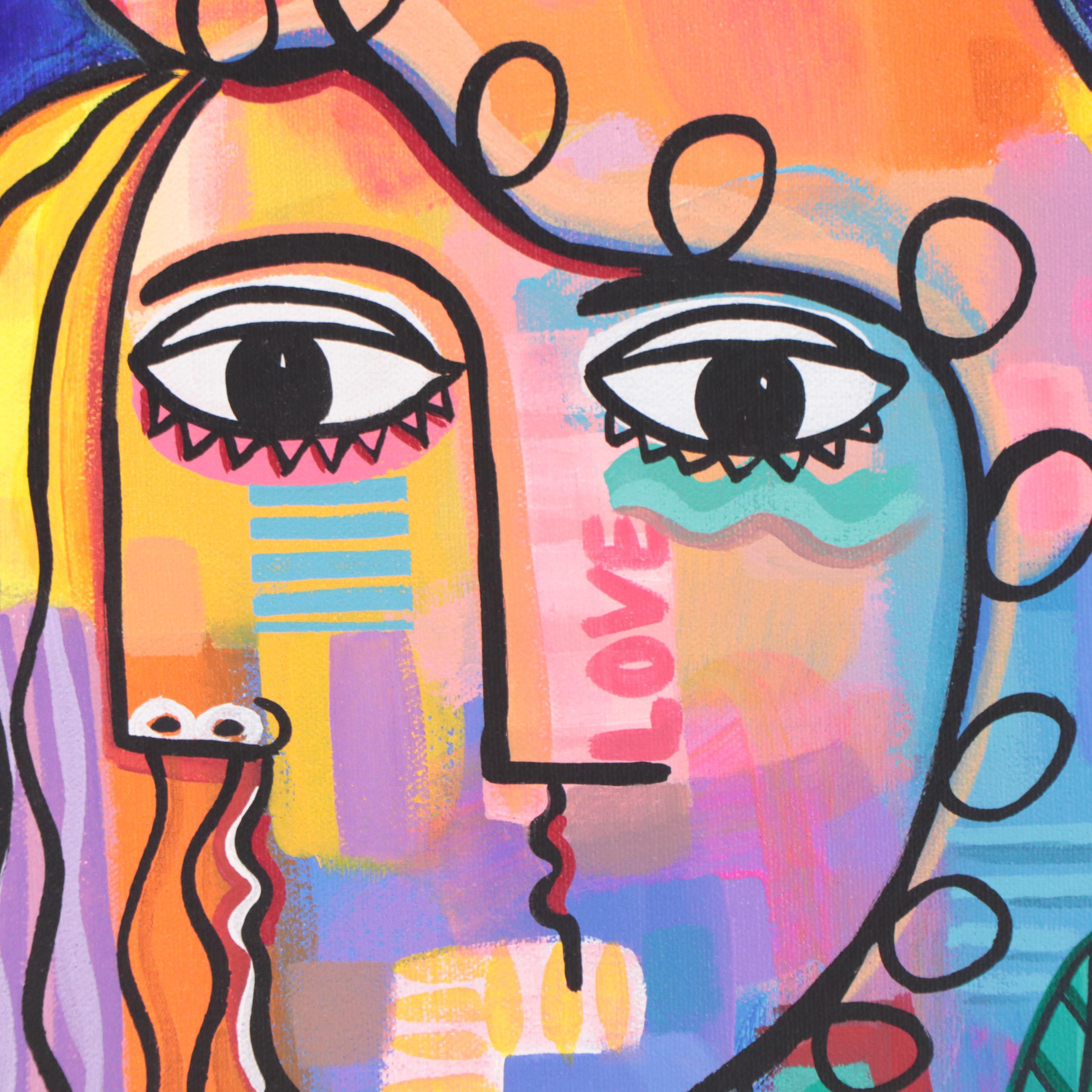 Michel Blázquez Acrylic Painting "The Night is Blue," 2023