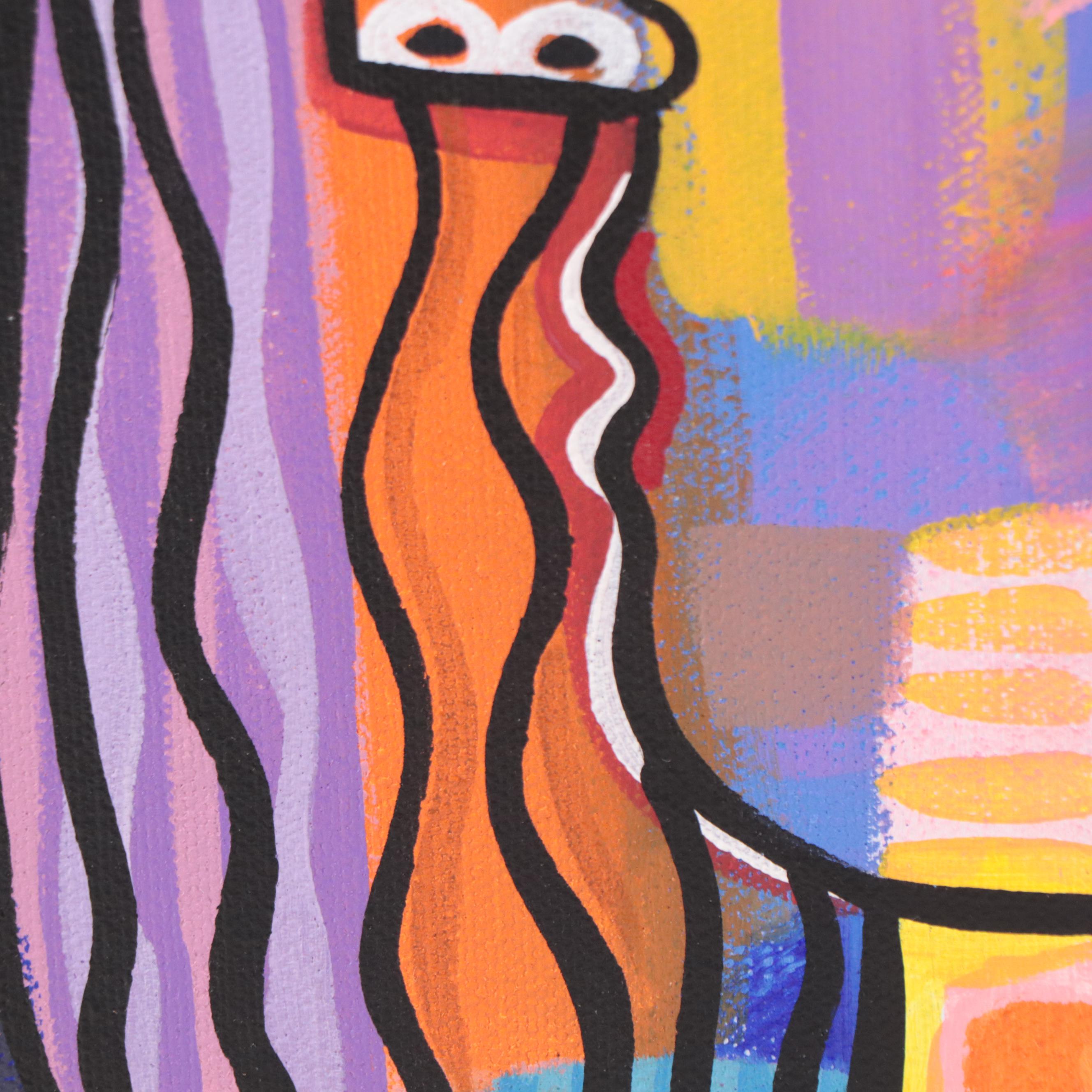 Michel Blázquez Acrylic Painting "The Night is Blue," 2023