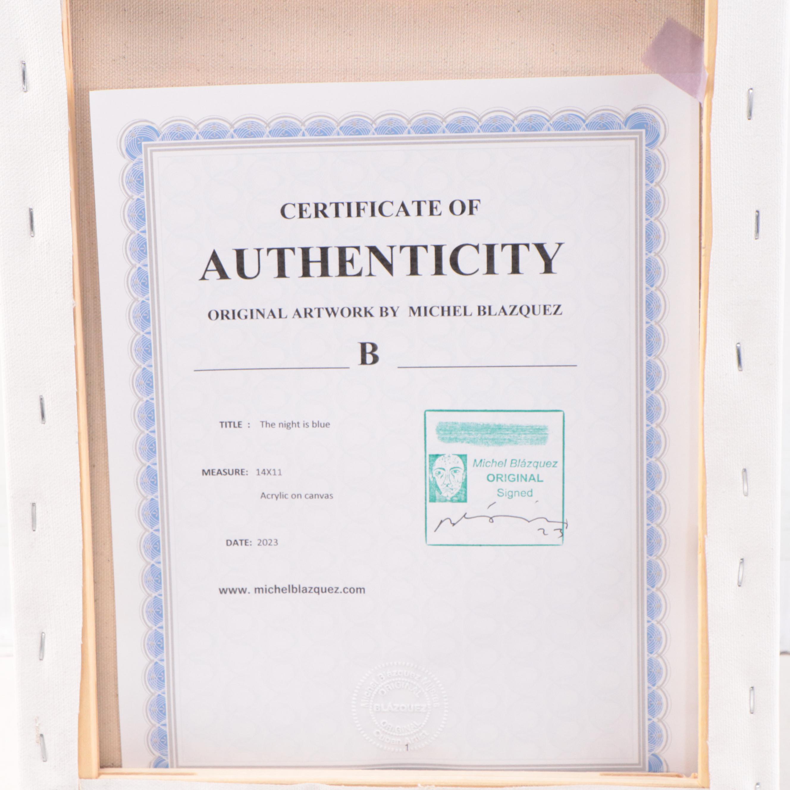 Michel Blázquez Acrylic Painting "The Night is Blue," 2023