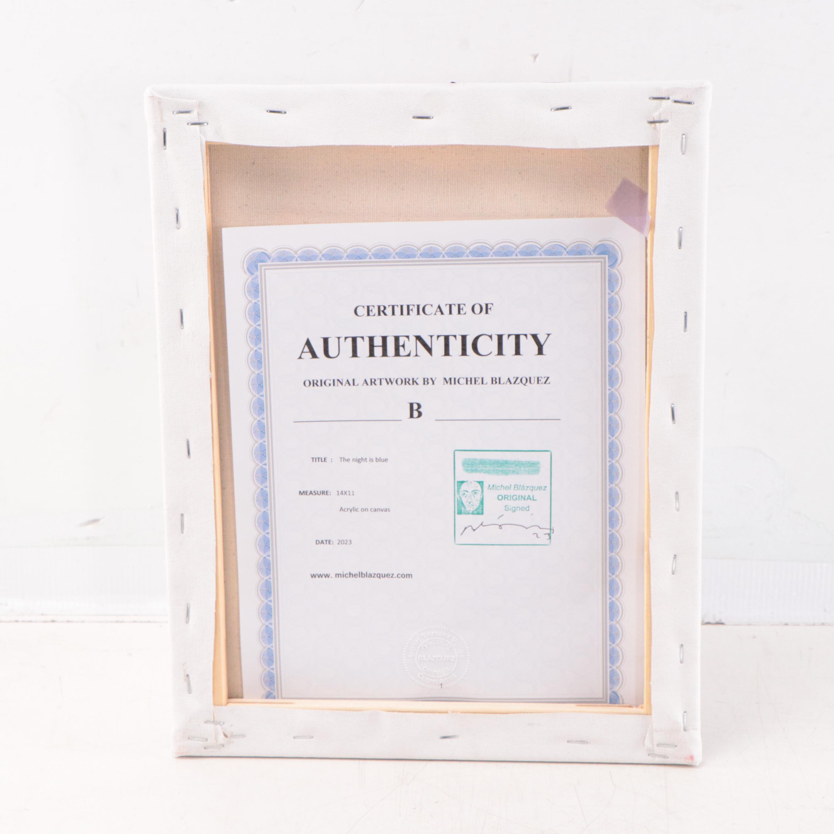 Michel Blázquez Acrylic Painting "The Night is Blue," 2023