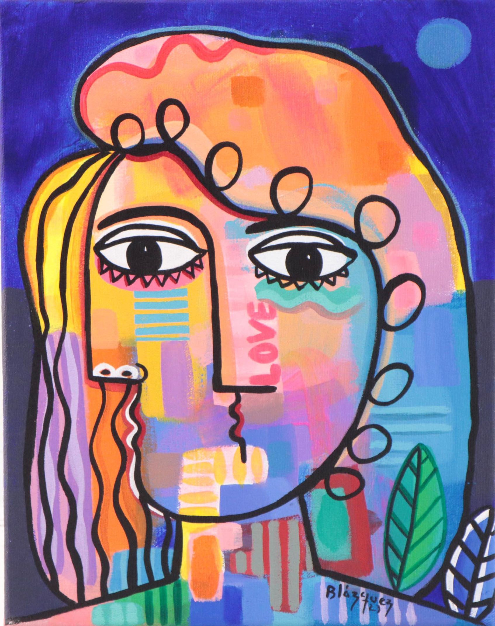 Michel Blázquez Acrylic Painting "The Night is Blue," 2023