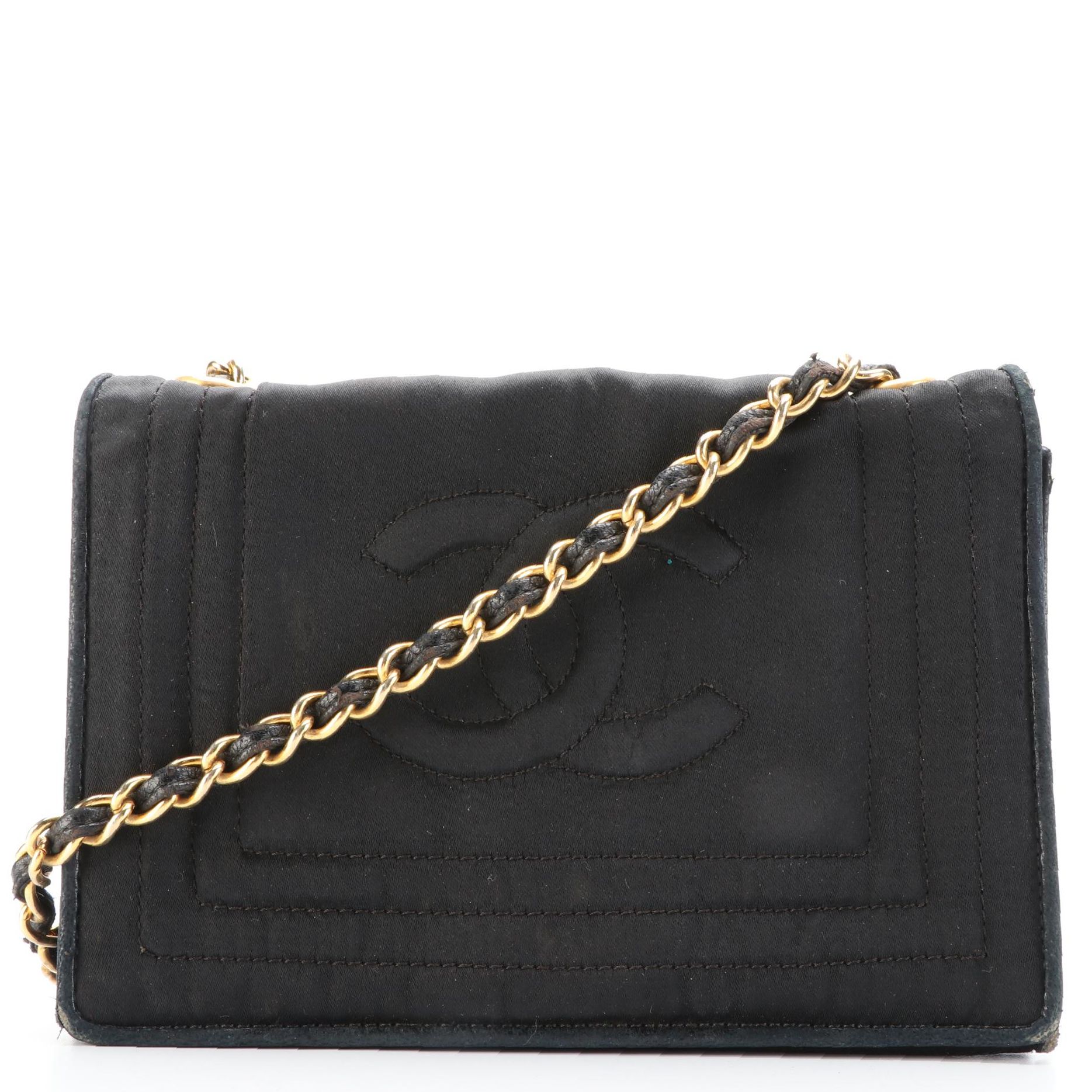 Chanel CC Small Flap Front Bag in Fabric and Leather Trim