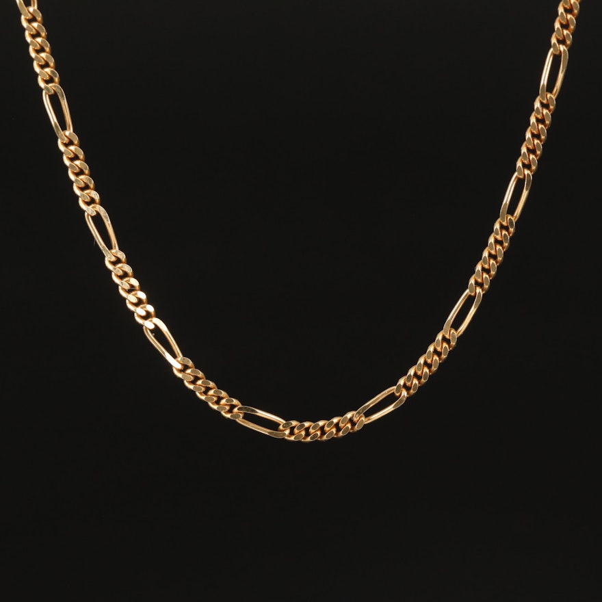 18K Figaro Chain Necklace