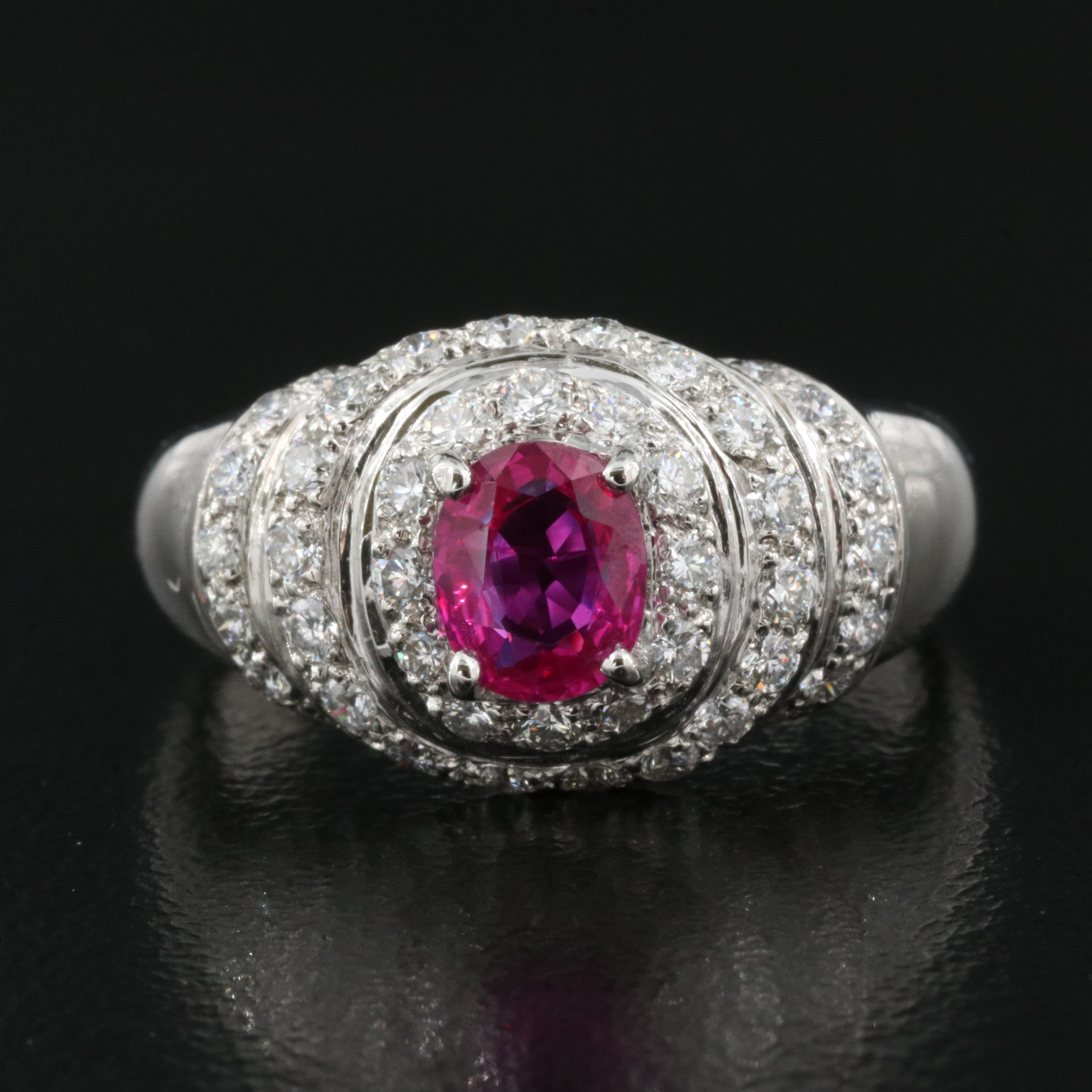 Platinum Ruby and Diamond Multi Halo Ring
