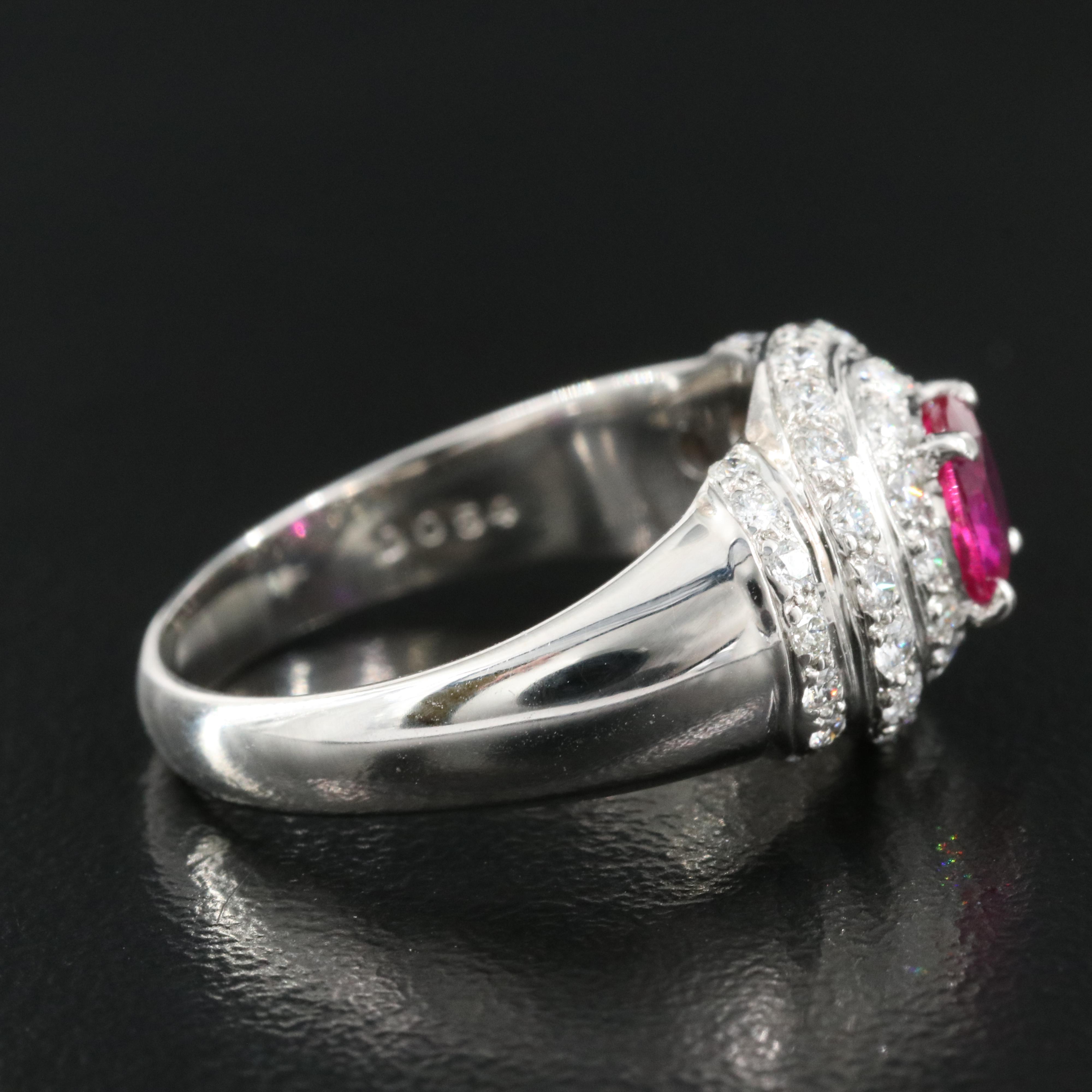 Platinum Ruby and Diamond Multi Halo Ring