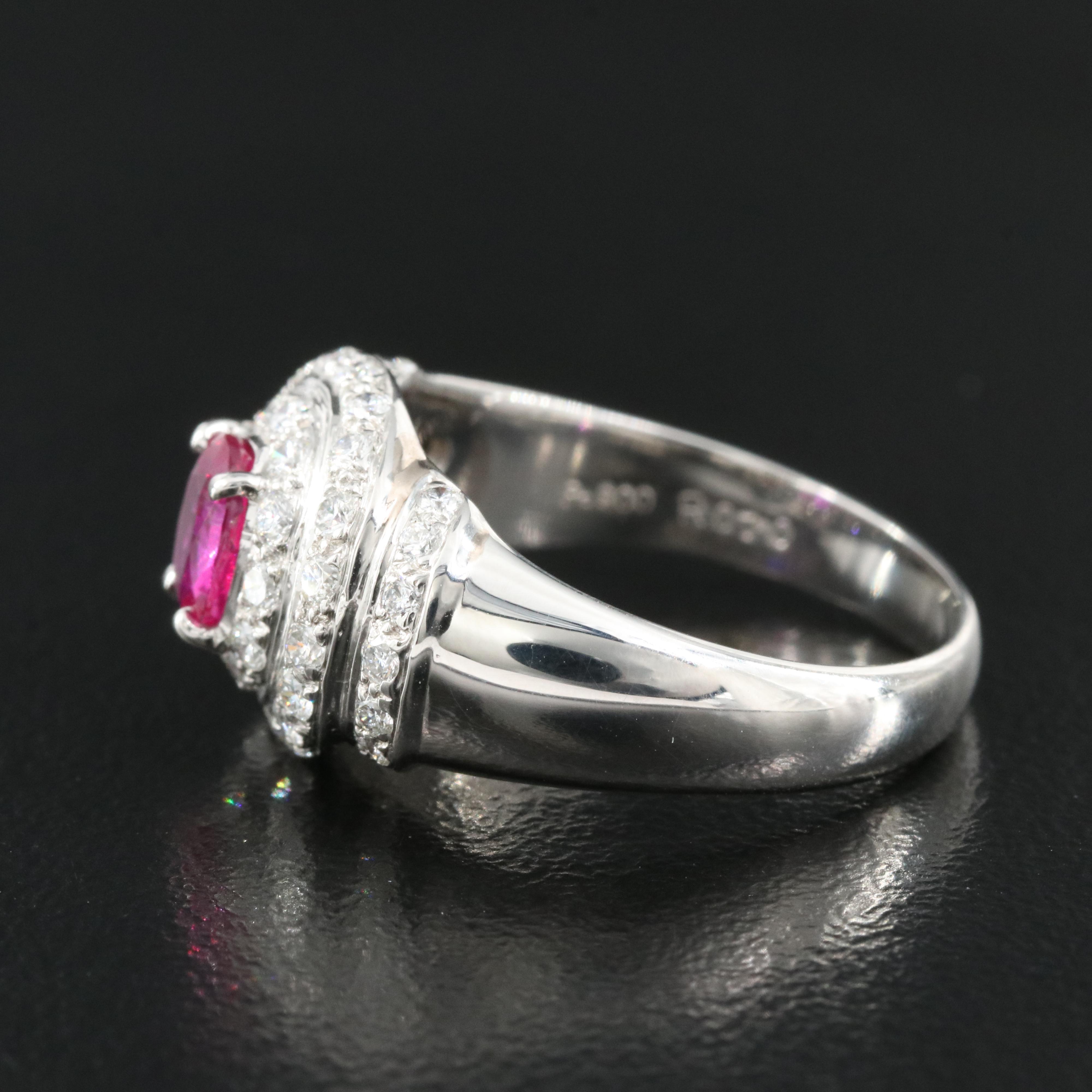 Platinum Ruby and Diamond Multi Halo Ring
