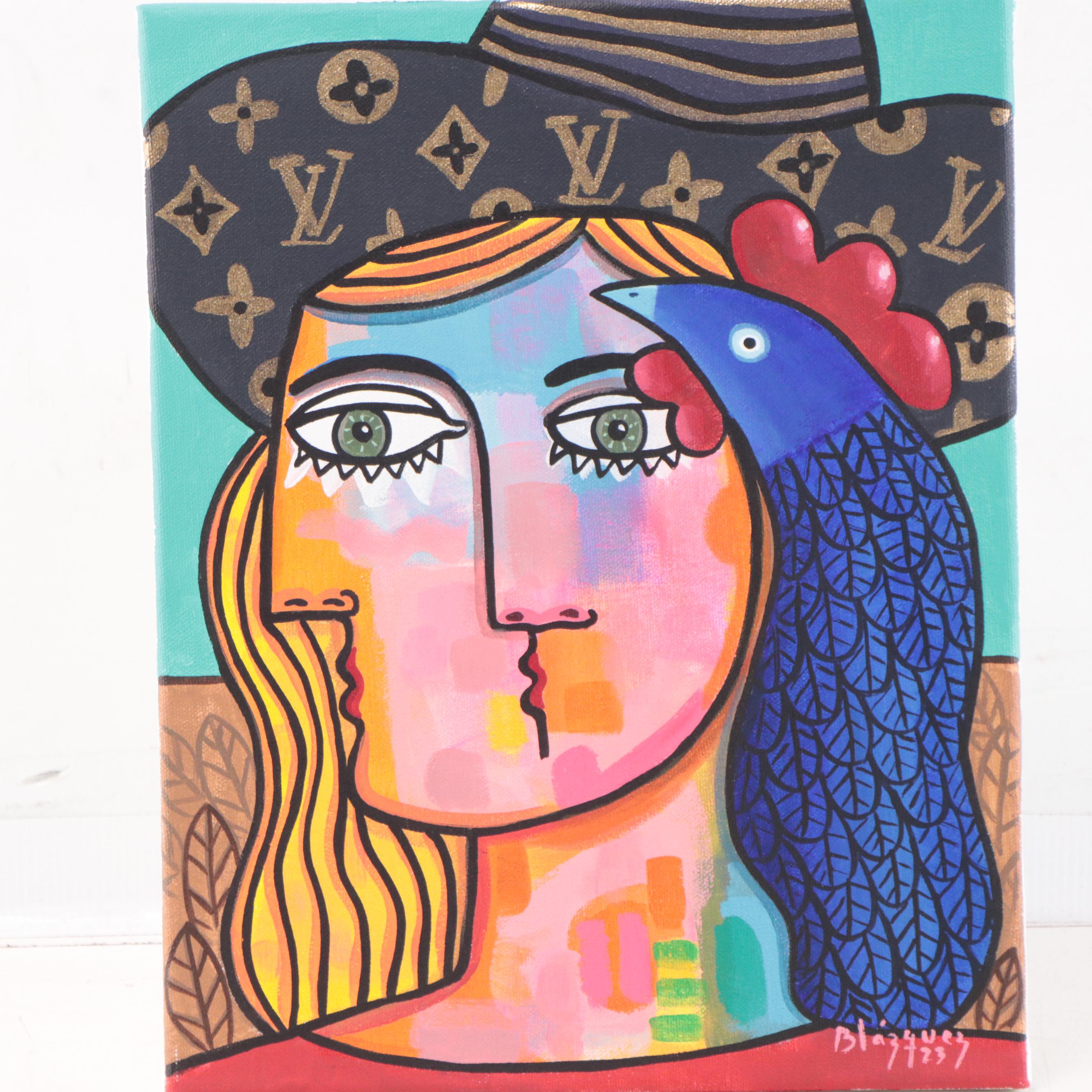 Michel Blázquez Acrylic Painting "The Whisper," 2023