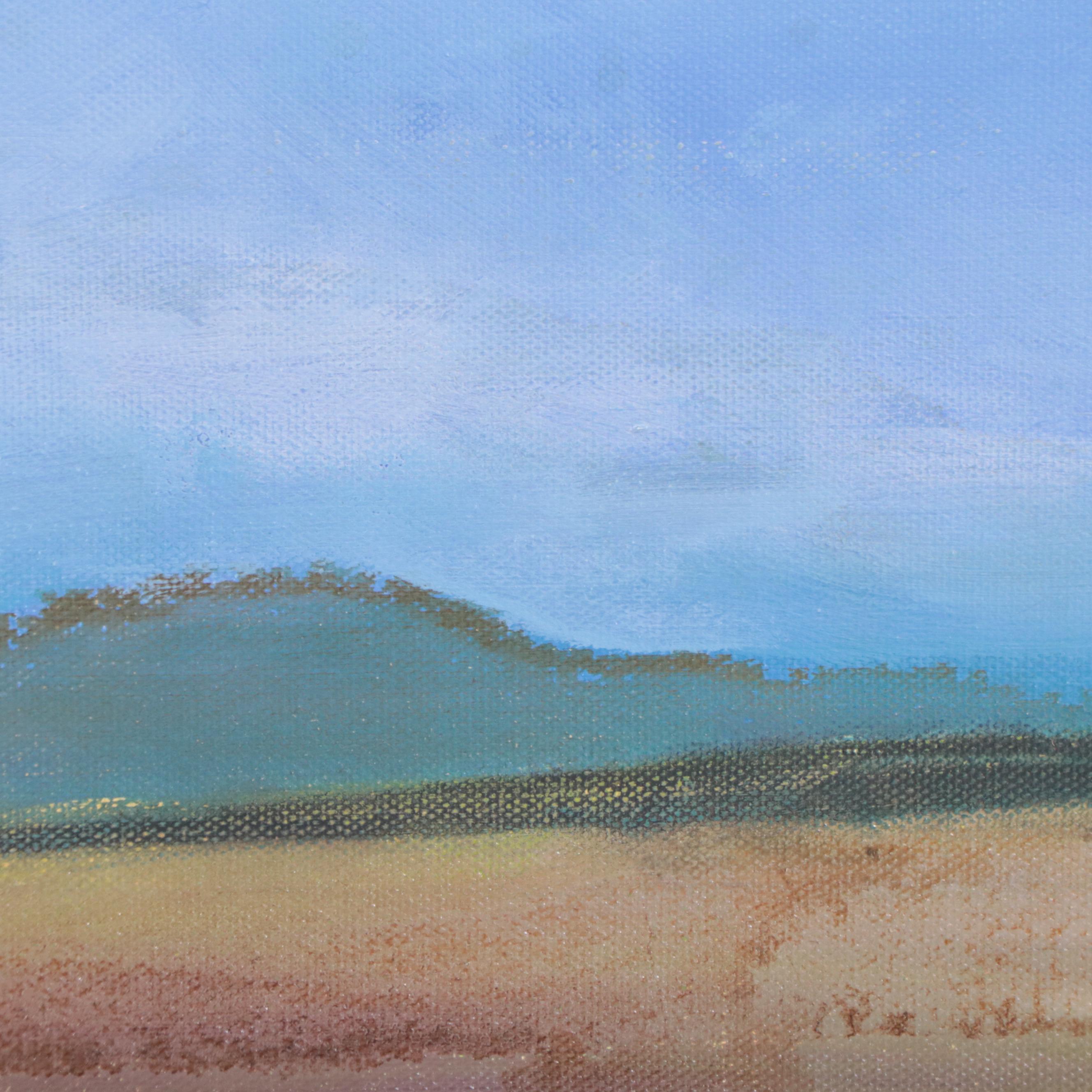 Milagros Pongo Landscape Mixed Media Painting "Sinai," 21st Century