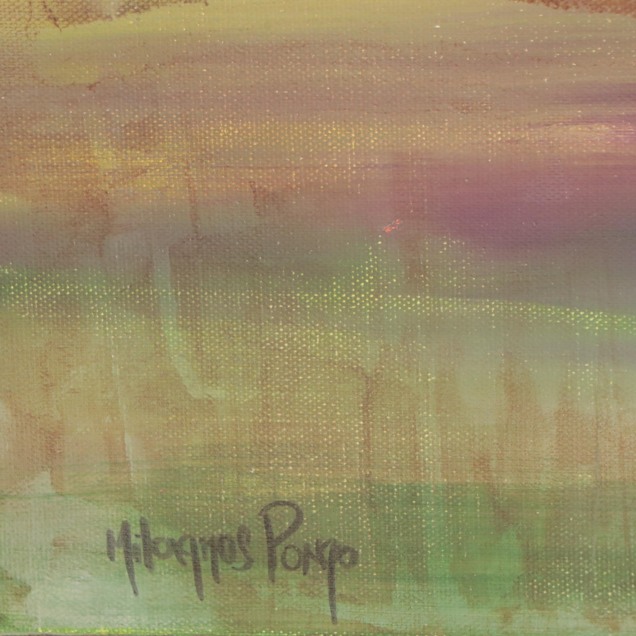 Milagros Pongo Landscape Mixed Media Painting "Sinai," 21st Century