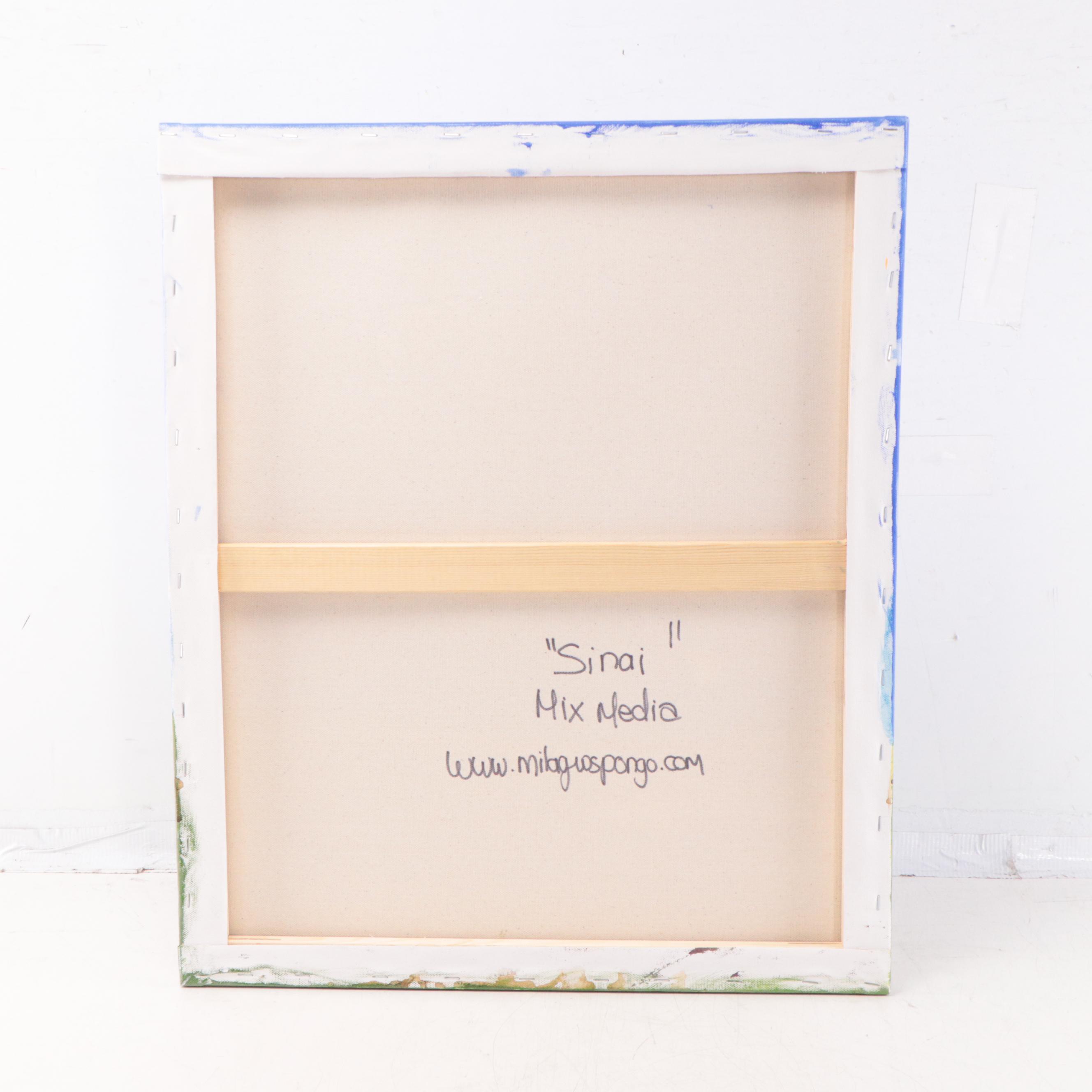 Milagros Pongo Landscape Mixed Media Painting "Sinai," 21st Century