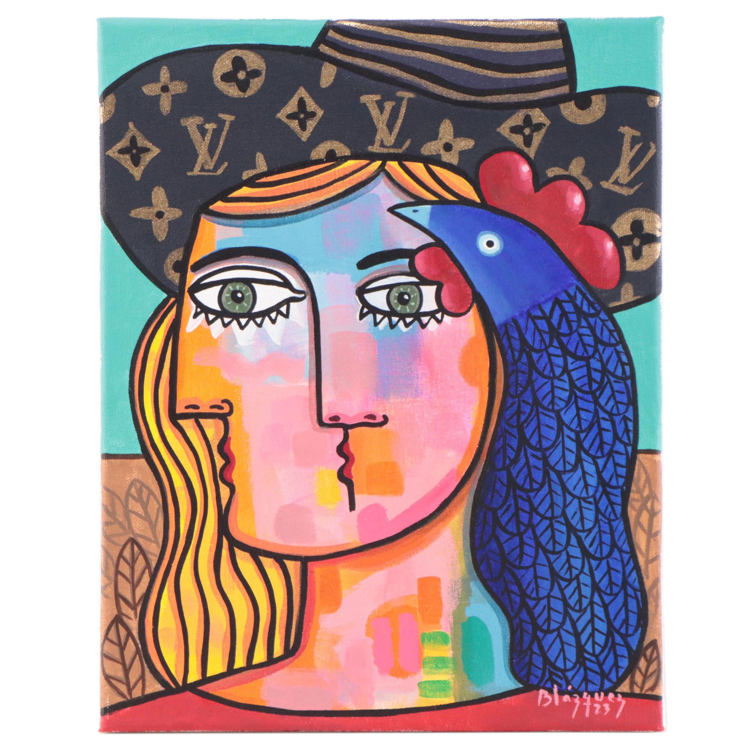 Michel Blázquez Acrylic Painting "The Whisper," 2023