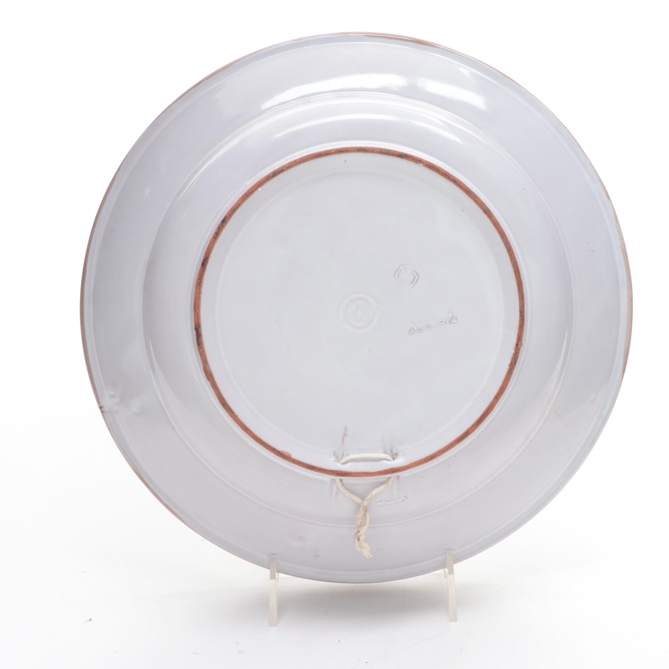 Austrian Hand-Painted Glazed Earthenware Bowl, 20th Century