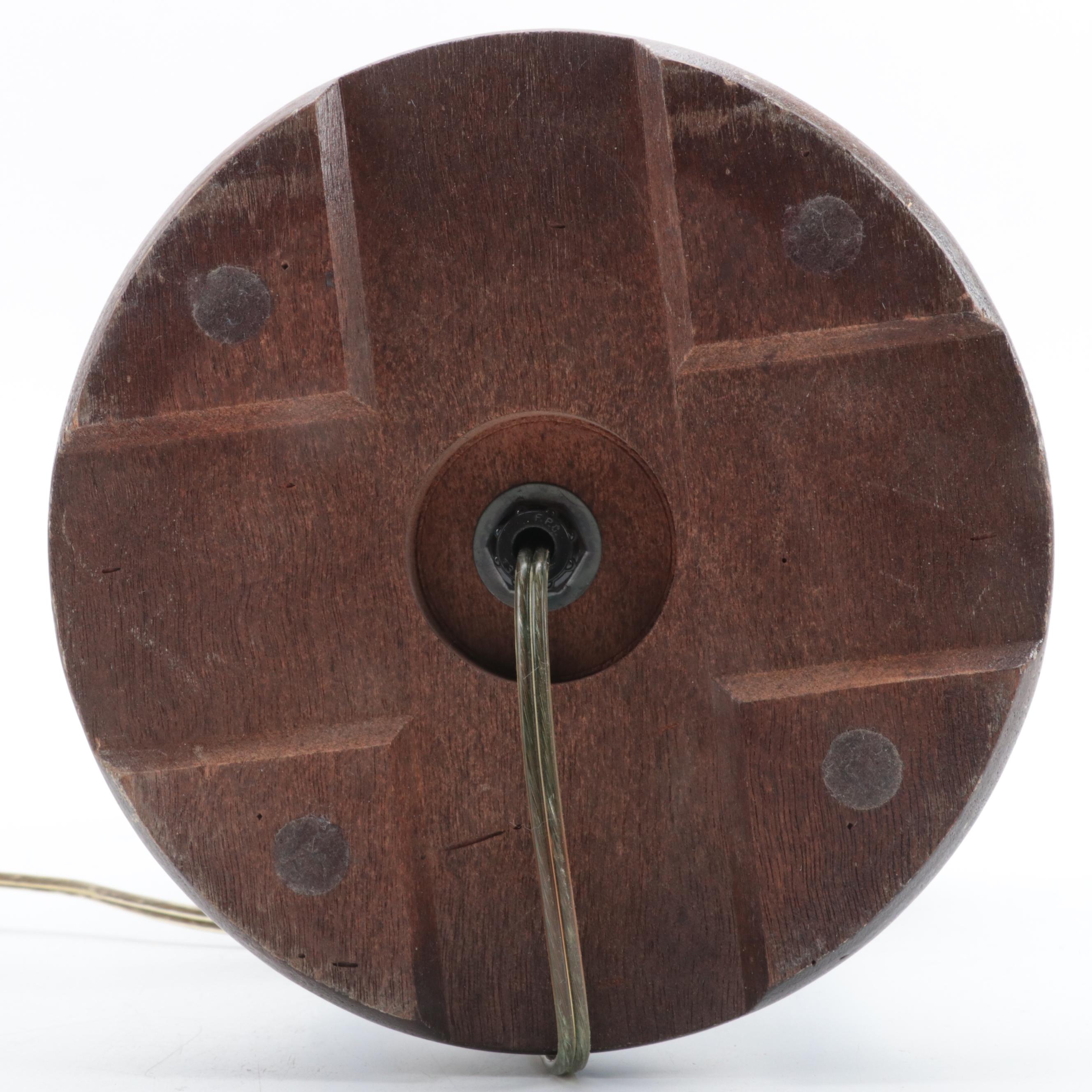 Delft Blue Ceramic Table Lamp with Wood Base, Late 20th Century